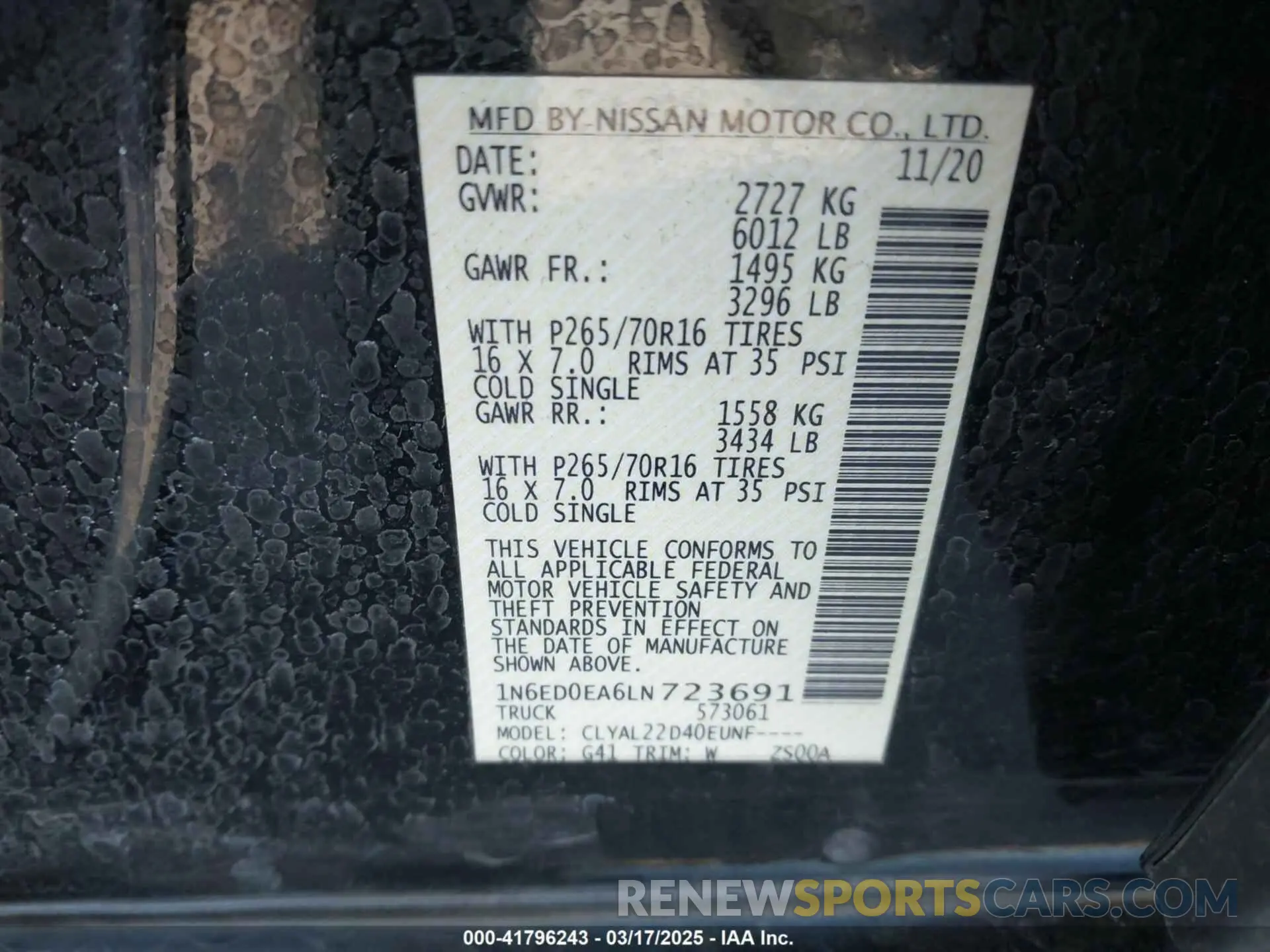 9 Photograph of a damaged car 1N6ED0EA6LN723691 NISSAN FRONTIER 2020