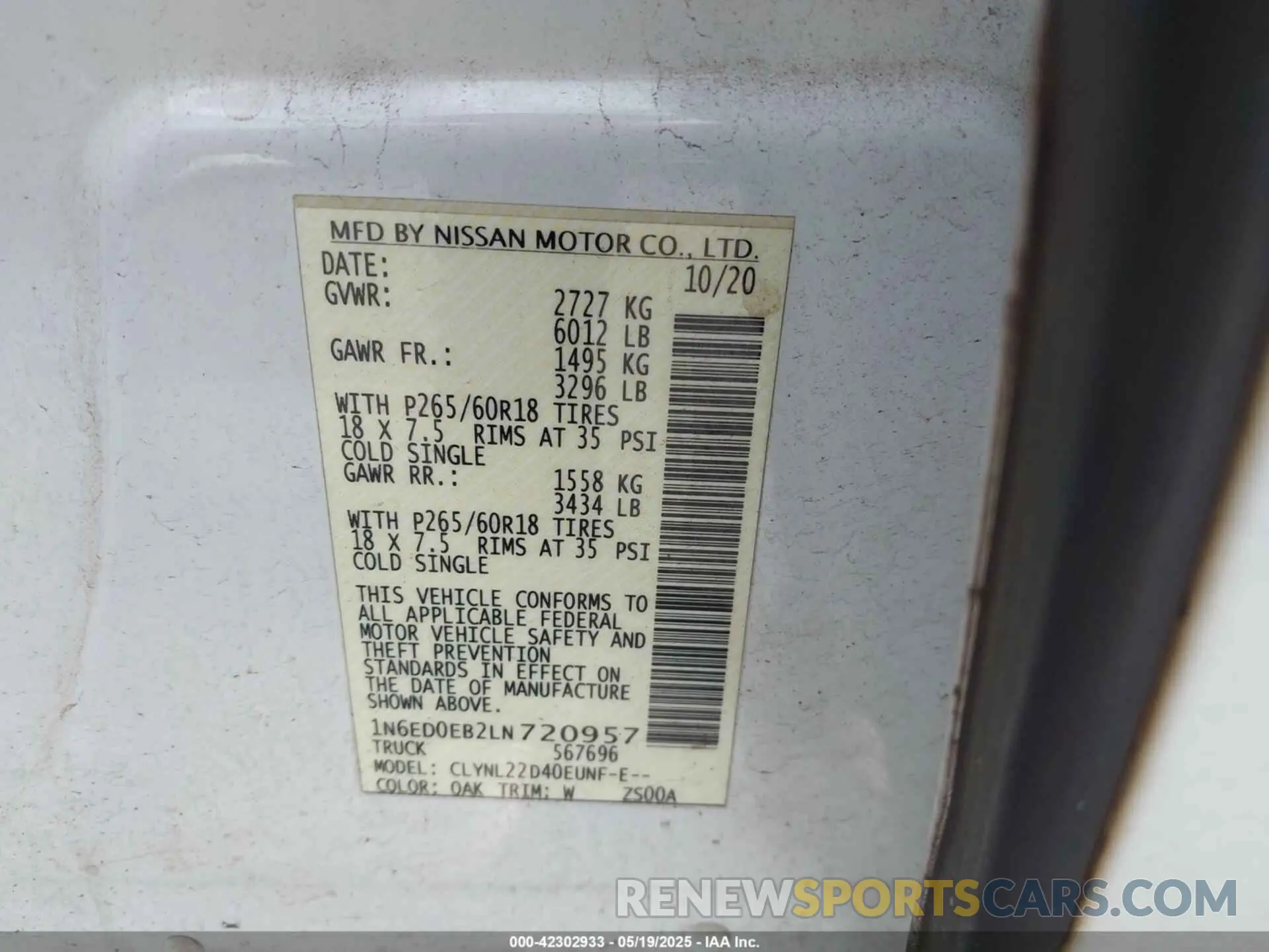 9 Photograph of a damaged car 1N6ED0EB2LN720957 NISSAN FRONTIER 2020