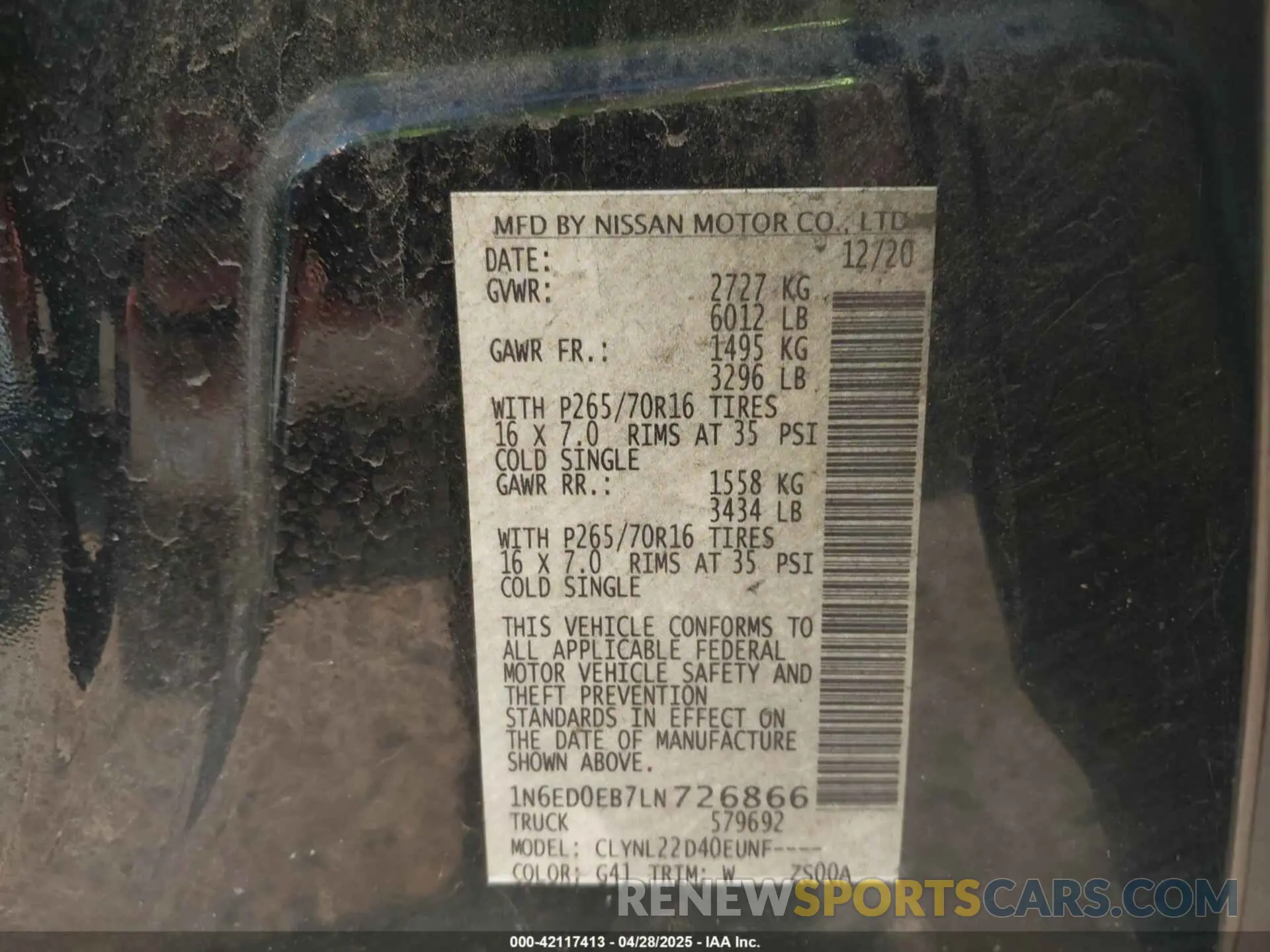 9 Photograph of a damaged car 1N6ED0EB7LN726866 NISSAN FRONTIER 2020