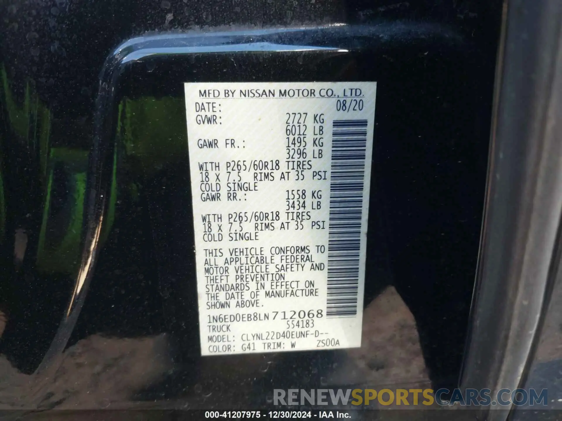 9 Photograph of a damaged car 1N6ED0EB8LN712068 NISSAN FRONTIER 2020