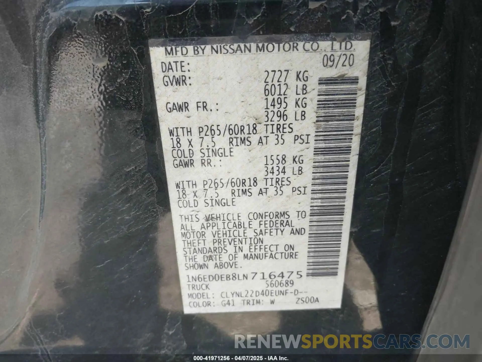 9 Photograph of a damaged car 1N6ED0EB8LN716475 NISSAN FRONTIER 2020
