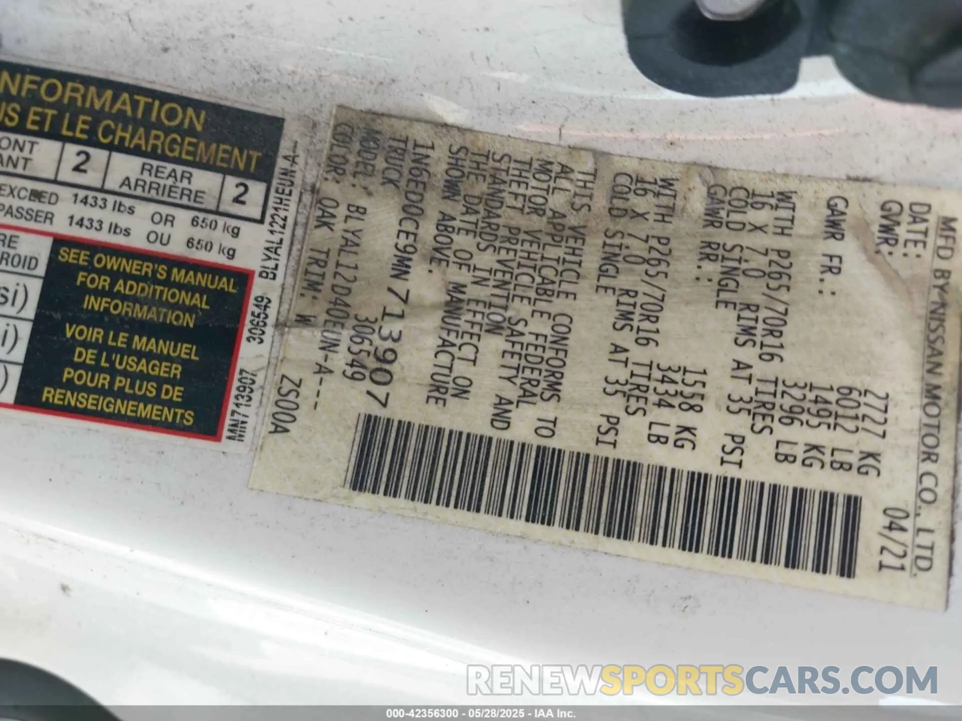 9 Photograph of a damaged car 1N6ED0CE9MN713907 NISSAN FRONTIER 2021