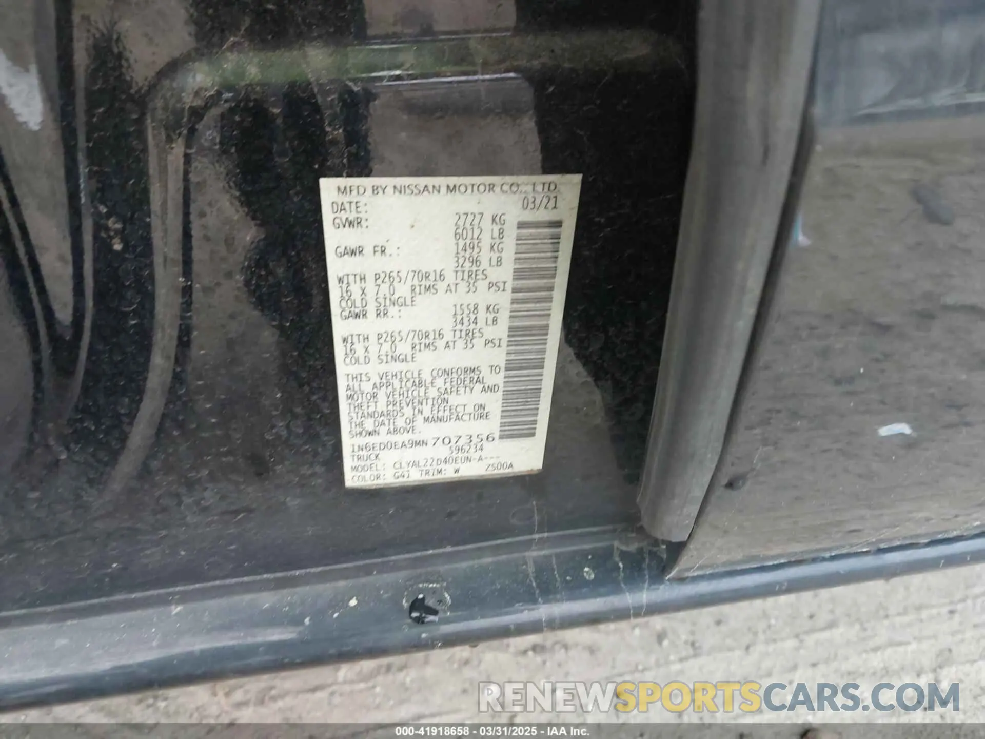 9 Photograph of a damaged car 1N6ED0EA9MN707356 NISSAN FRONTIER 2021