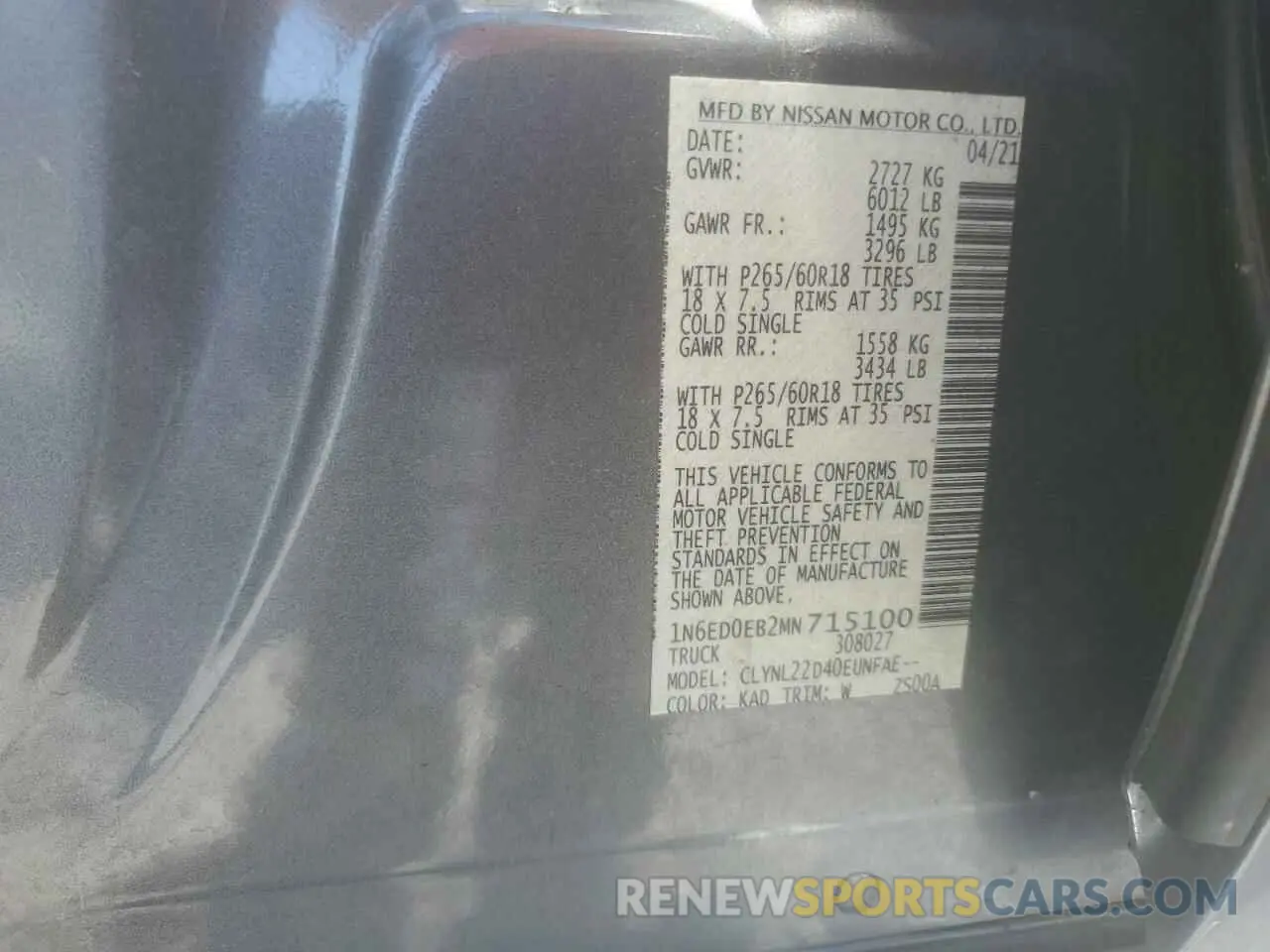 12 Photograph of a damaged car 1N6ED0EB2MN715100 NISSAN FRONTIER 2021