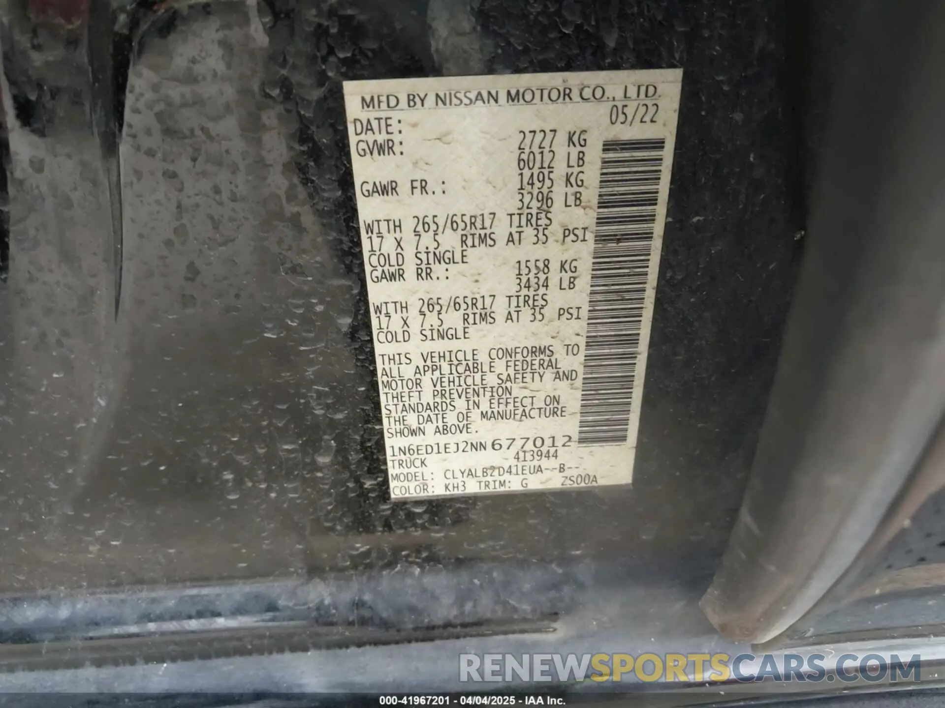 9 Photograph of a damaged car 1N6ED1EJ2NN677012 NISSAN FRONTIER 2022