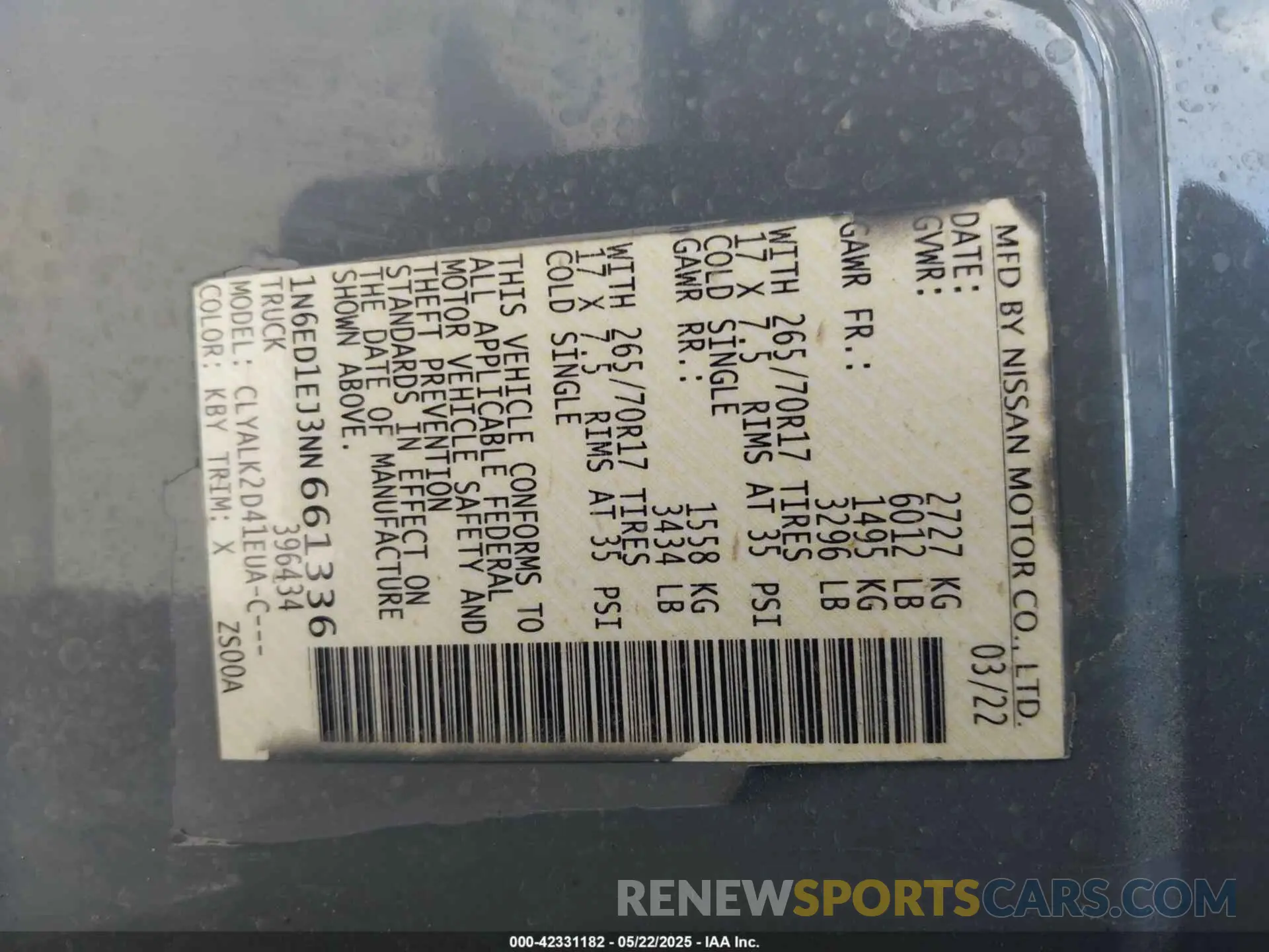 9 Photograph of a damaged car 1N6ED1EJ3NN661336 NISSAN FRONTIER 2022