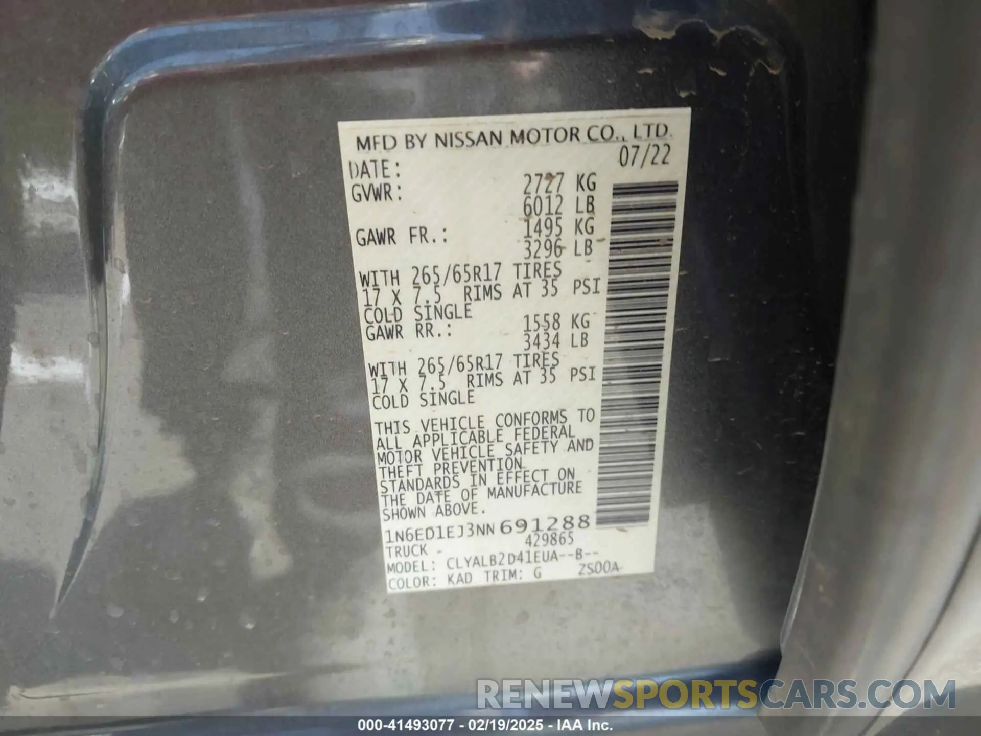 9 Photograph of a damaged car 1N6ED1EJ3NN691288 NISSAN FRONTIER 2022