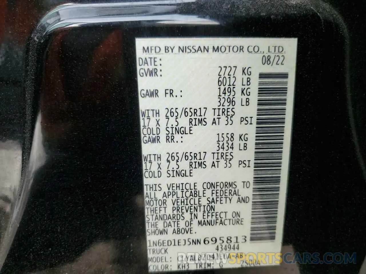 15 Photograph of a damaged car 1N6ED1EJ5NN695813 NISSAN FRONTIER 2022
