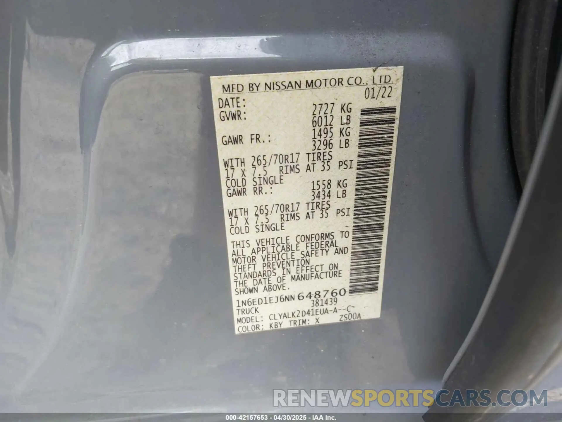 9 Photograph of a damaged car 1N6ED1EJ6NN648760 NISSAN FRONTIER 2022