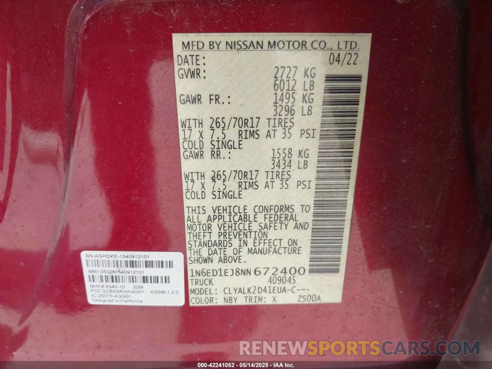 9 Photograph of a damaged car 1N6ED1EJ8NN672400 NISSAN FRONTIER 2022