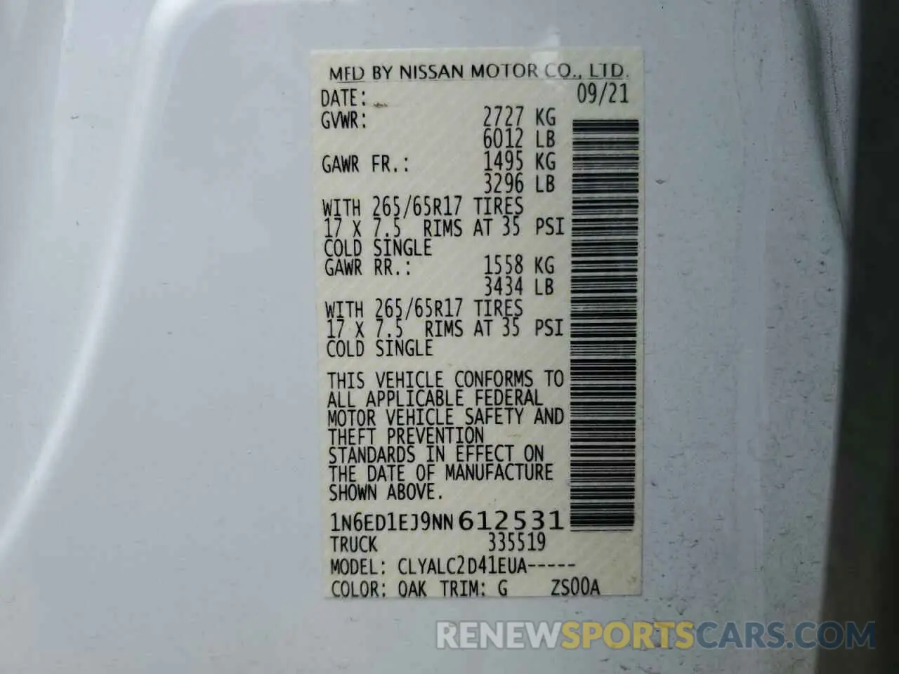 13 Photograph of a damaged car 1N6ED1EJ9NN612531 NISSAN FRONTIER 2022