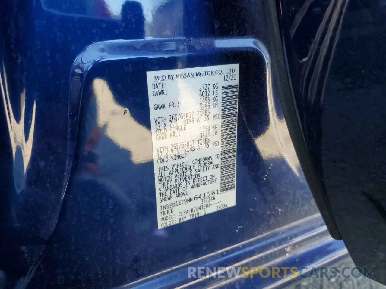 15 Photograph of a damaged car 1N6ED1EJ9NN641561 NISSAN FRONTIER 2022