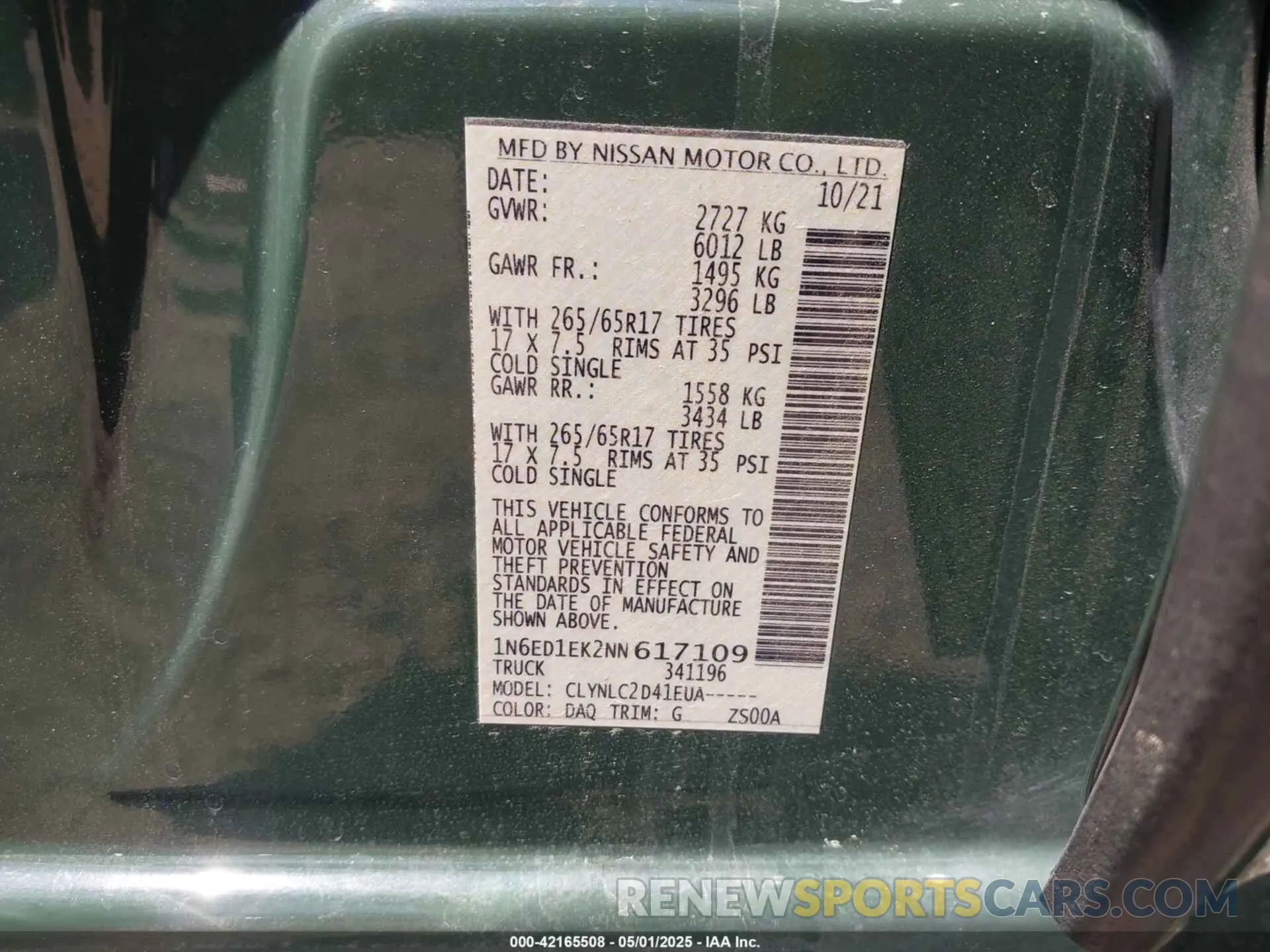 9 Photograph of a damaged car 1N6ED1EK2NN617109 NISSAN FRONTIER 2022