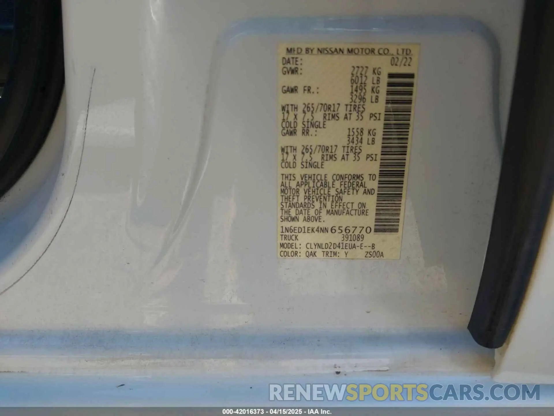 9 Photograph of a damaged car 1N6ED1EK4NN656770 NISSAN FRONTIER 2022