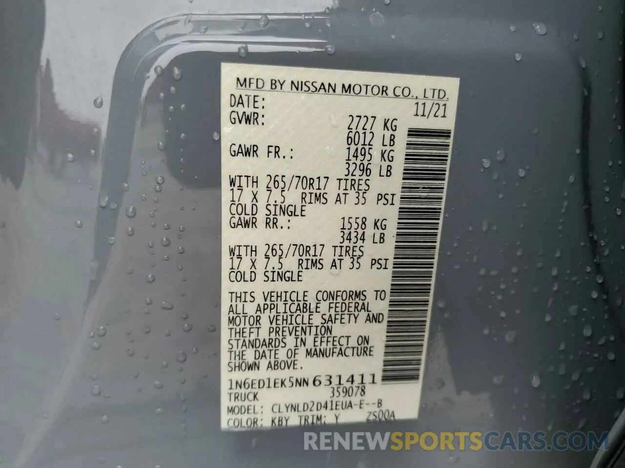 13 Photograph of a damaged car 1N6ED1EK5NN631411 NISSAN FRONTIER 2022