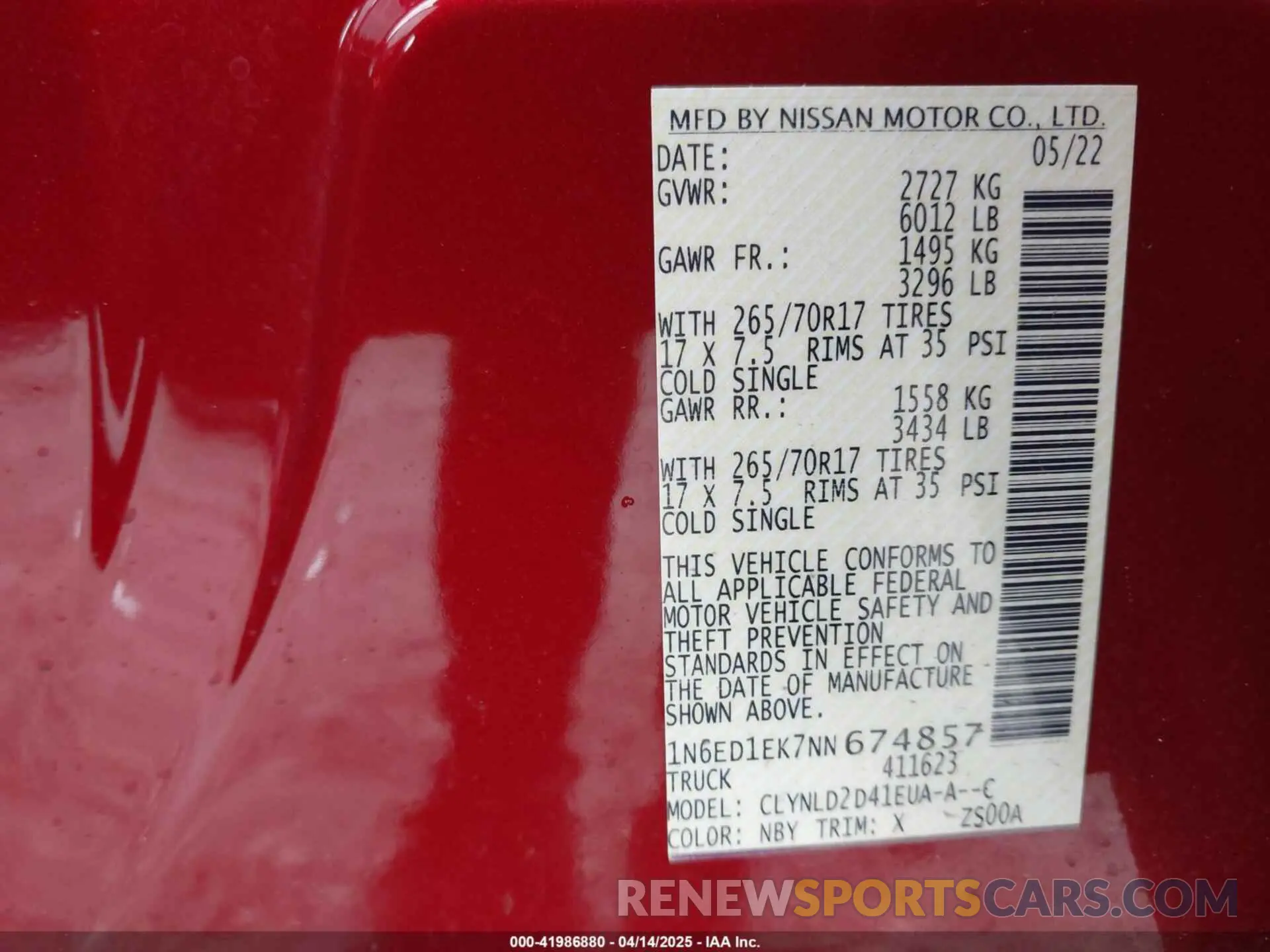 9 Photograph of a damaged car 1N6ED1EK7NN674857 NISSAN FRONTIER 2022