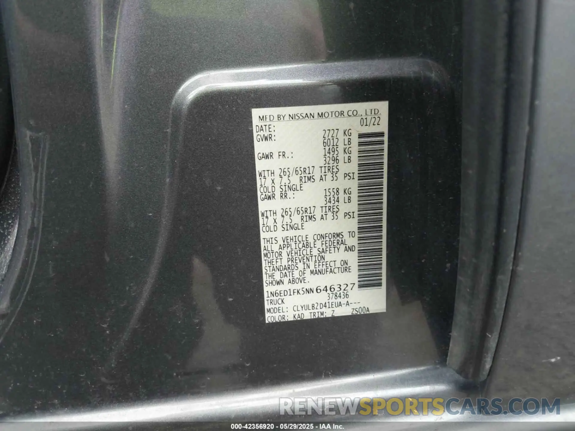 9 Photograph of a damaged car 1N6ED1FK5NN646327 NISSAN FRONTIER 2022