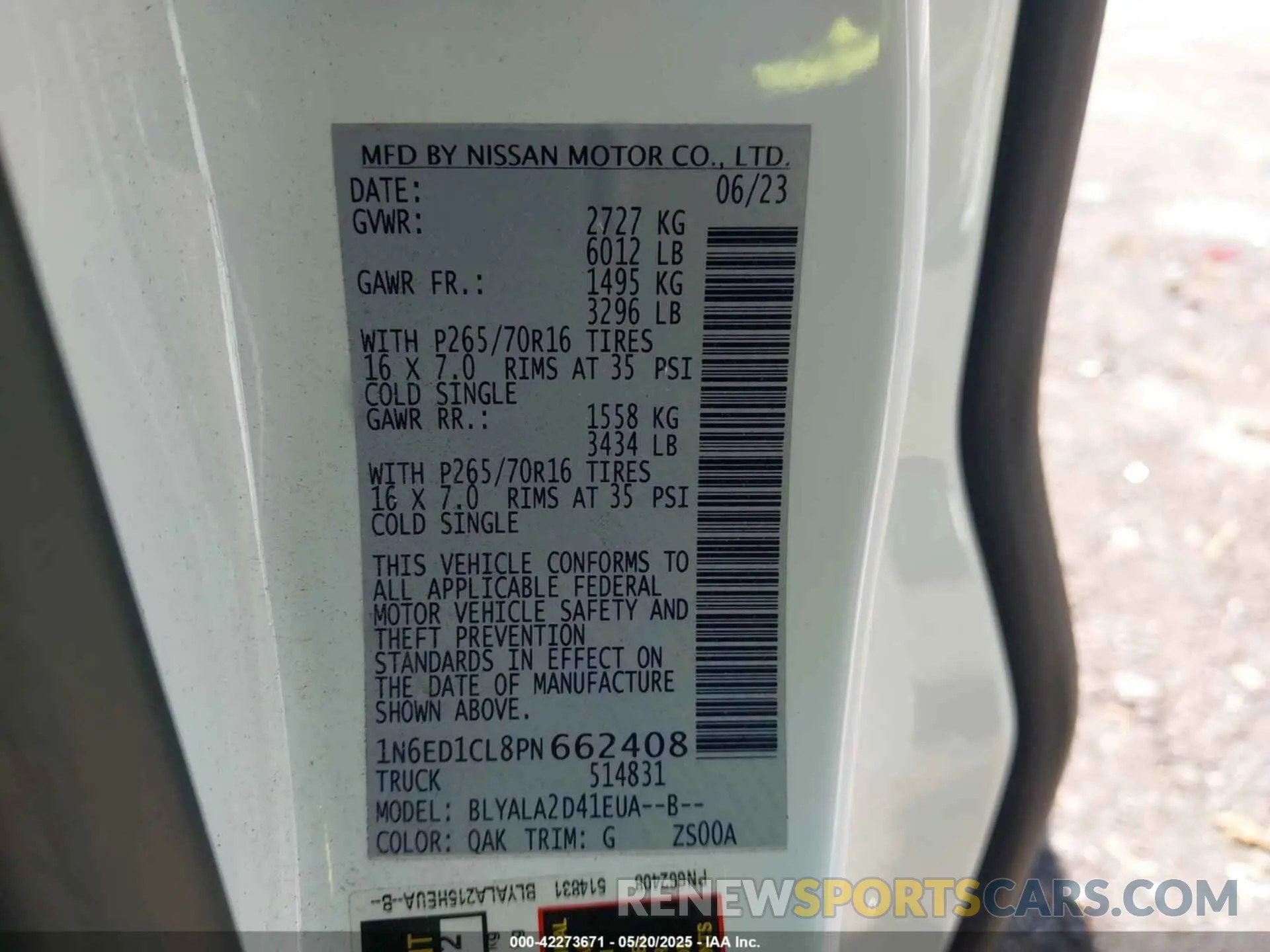 9 Photograph of a damaged car 1N6ED1CL8PN662408 NISSAN FRONTIER 2023