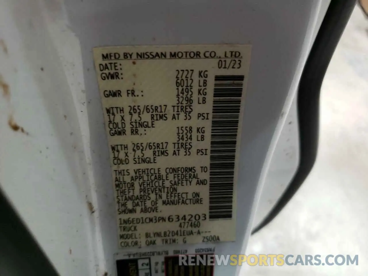 12 Photograph of a damaged car 1N6ED1CM3PN634203 NISSAN FRONTIER 2023