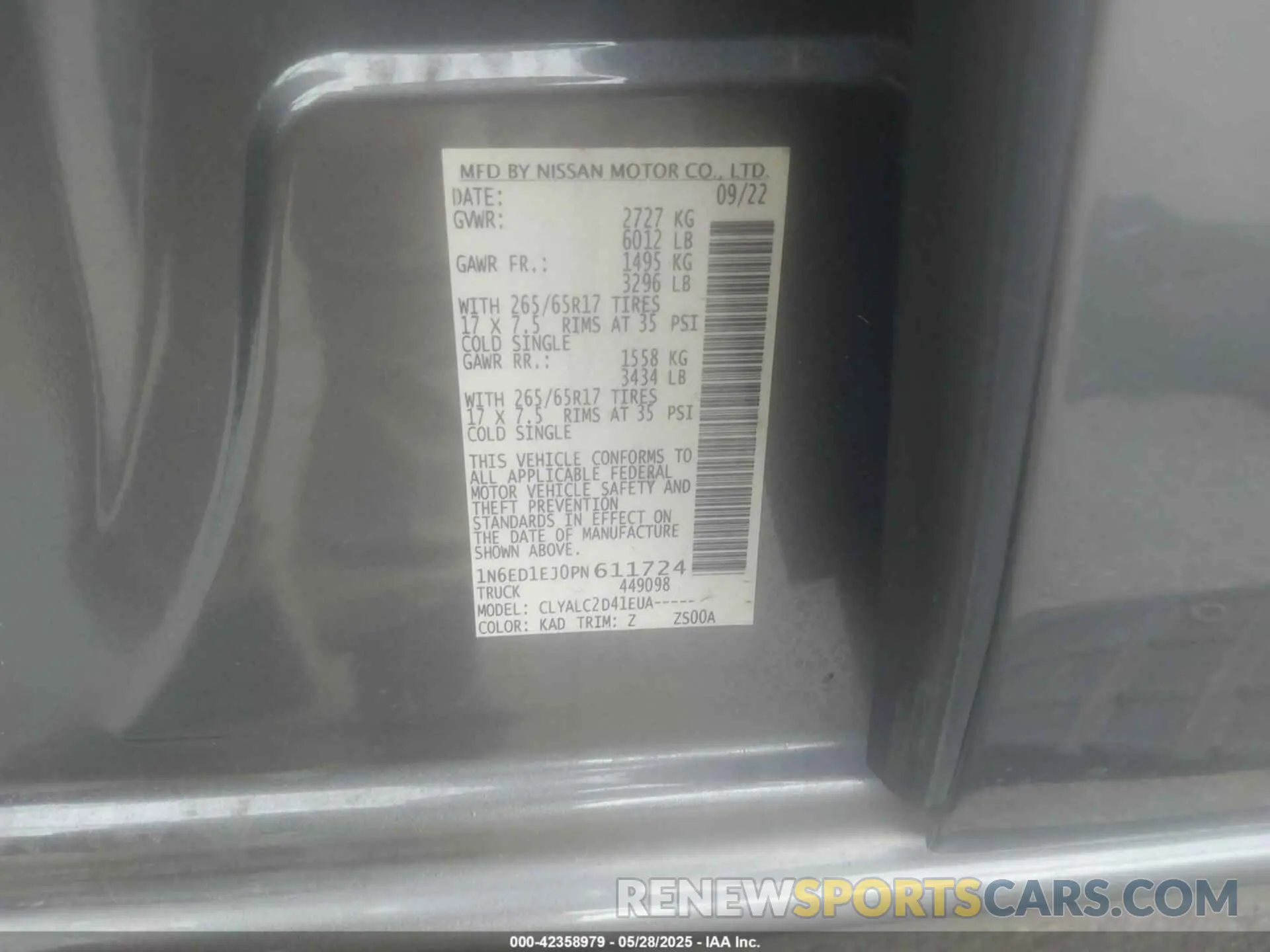 9 Photograph of a damaged car 1N6ED1EJ0PN611724 NISSAN FRONTIER 2023