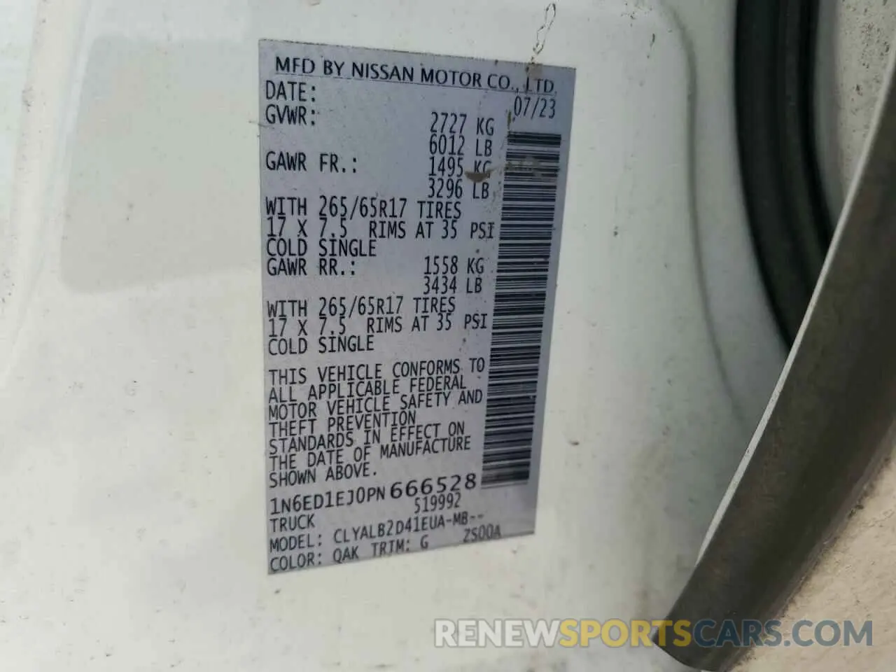12 Photograph of a damaged car 1N6ED1EJ0PN666528 NISSAN FRONTIER 2023