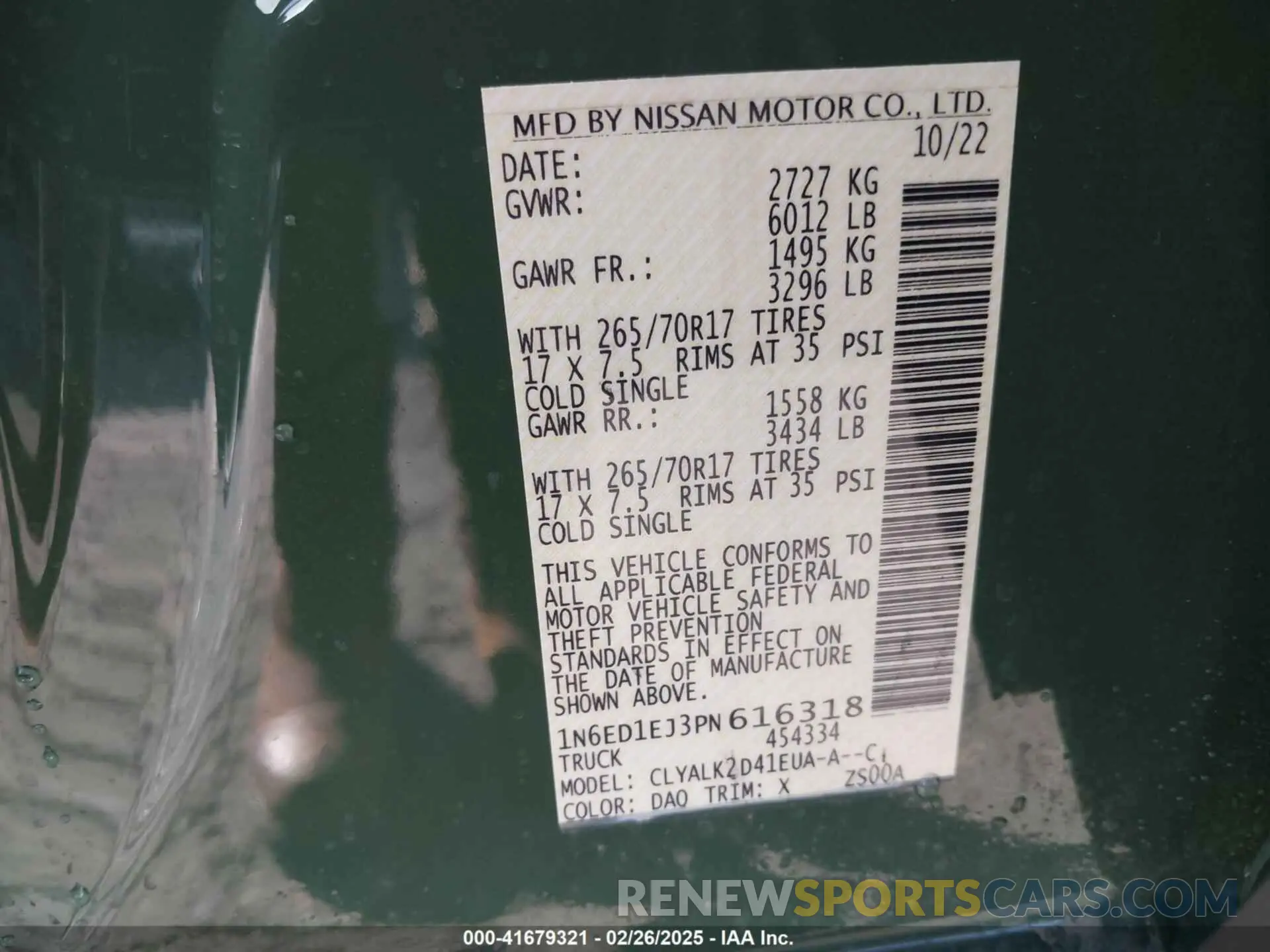 9 Photograph of a damaged car 1N6ED1EJ3PN616318 NISSAN FRONTIER 2023