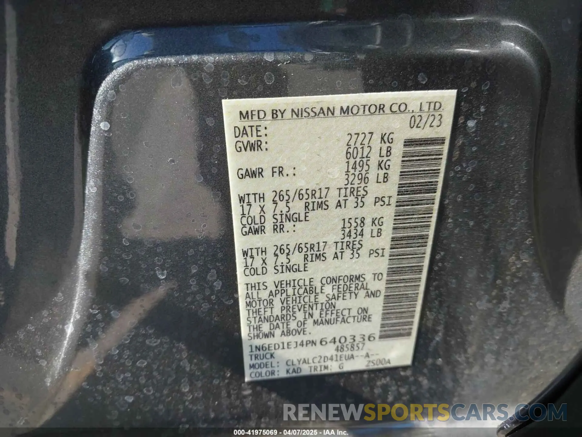 9 Photograph of a damaged car 1N6ED1EJ4PN640336 NISSAN FRONTIER 2023