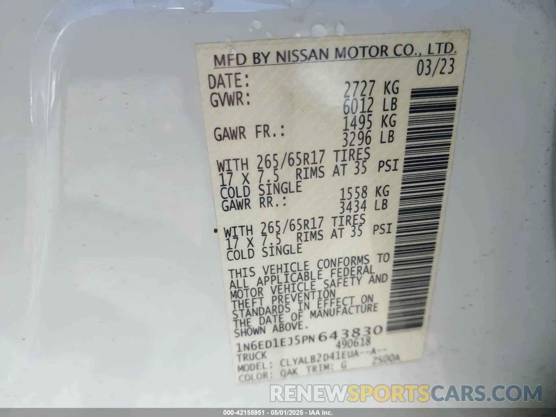 9 Photograph of a damaged car 1N6ED1EJ5PN643830 NISSAN FRONTIER 2023