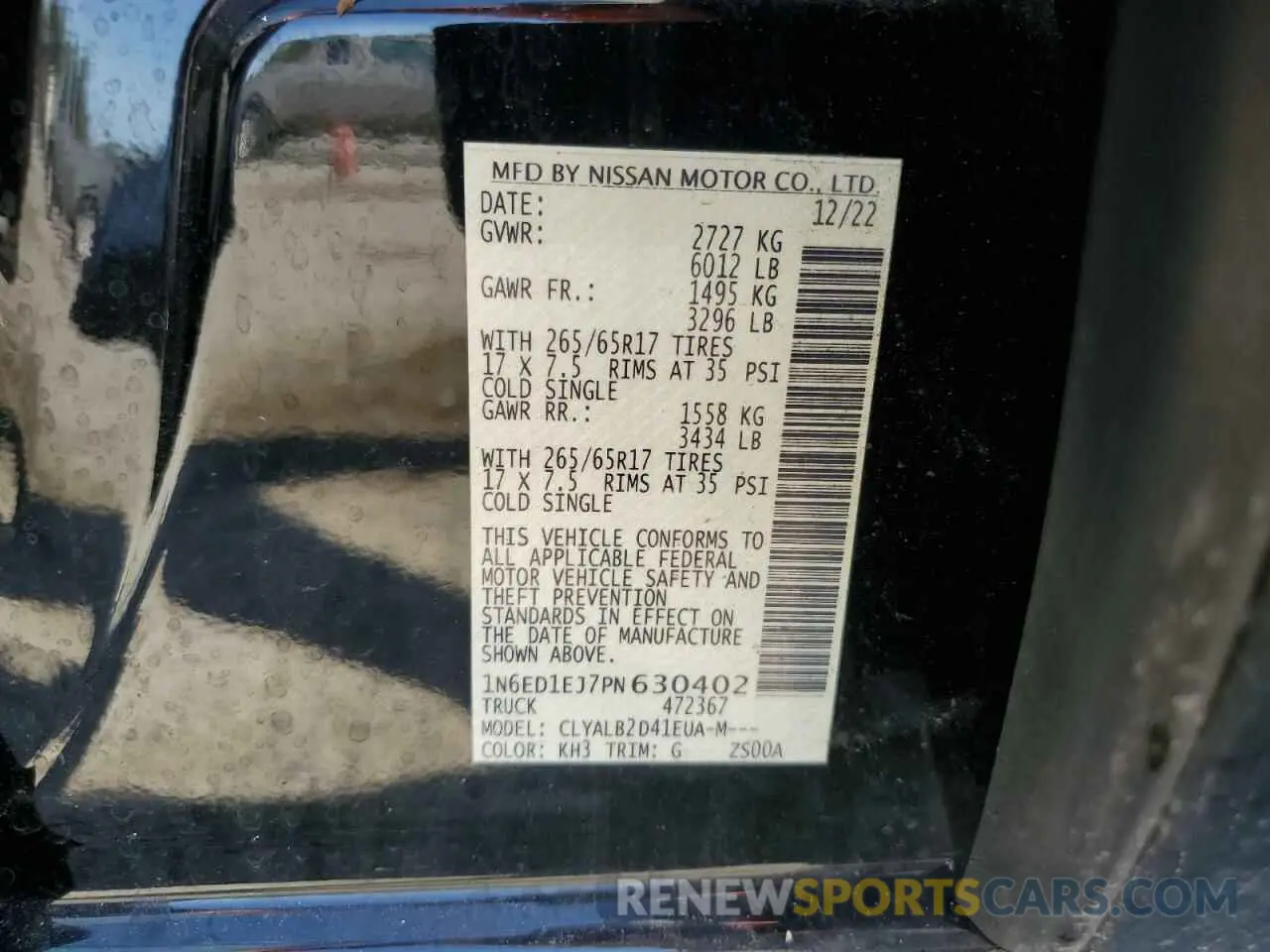 13 Photograph of a damaged car 1N6ED1EJ7PN630402 NISSAN FRONTIER 2023