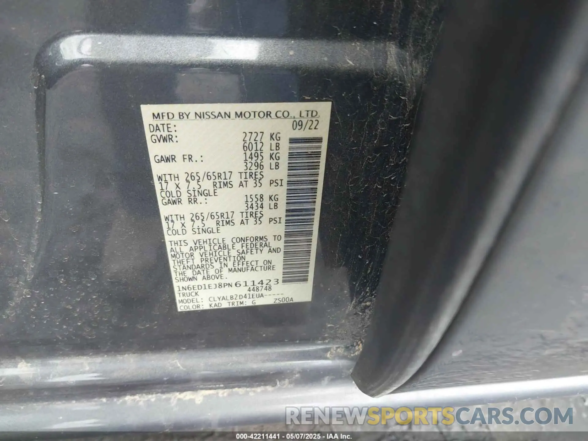 9 Photograph of a damaged car 1N6ED1EJ8PN611423 NISSAN FRONTIER 2023
