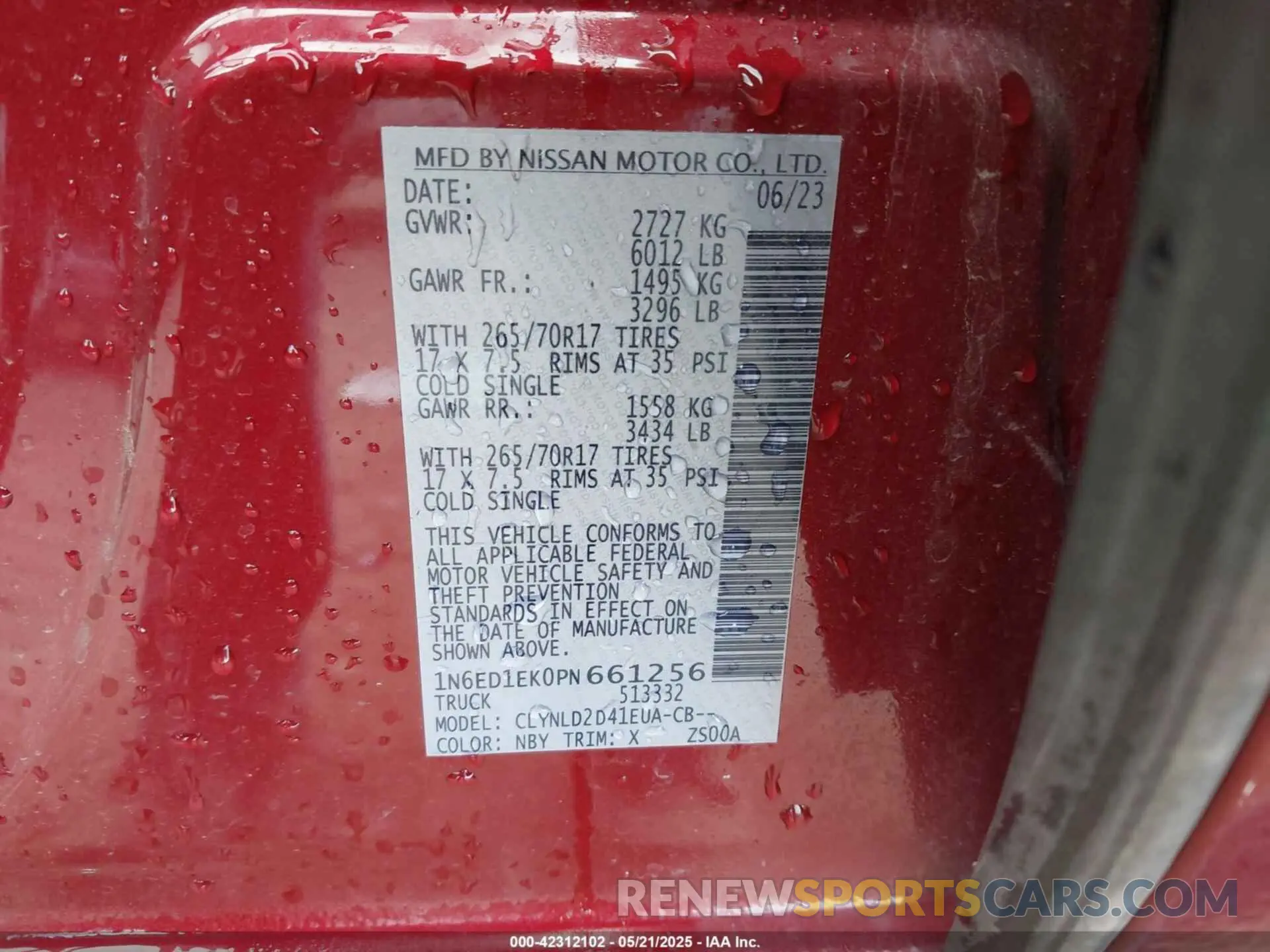 9 Photograph of a damaged car 1N6ED1EK0PN661256 NISSAN FRONTIER 2023