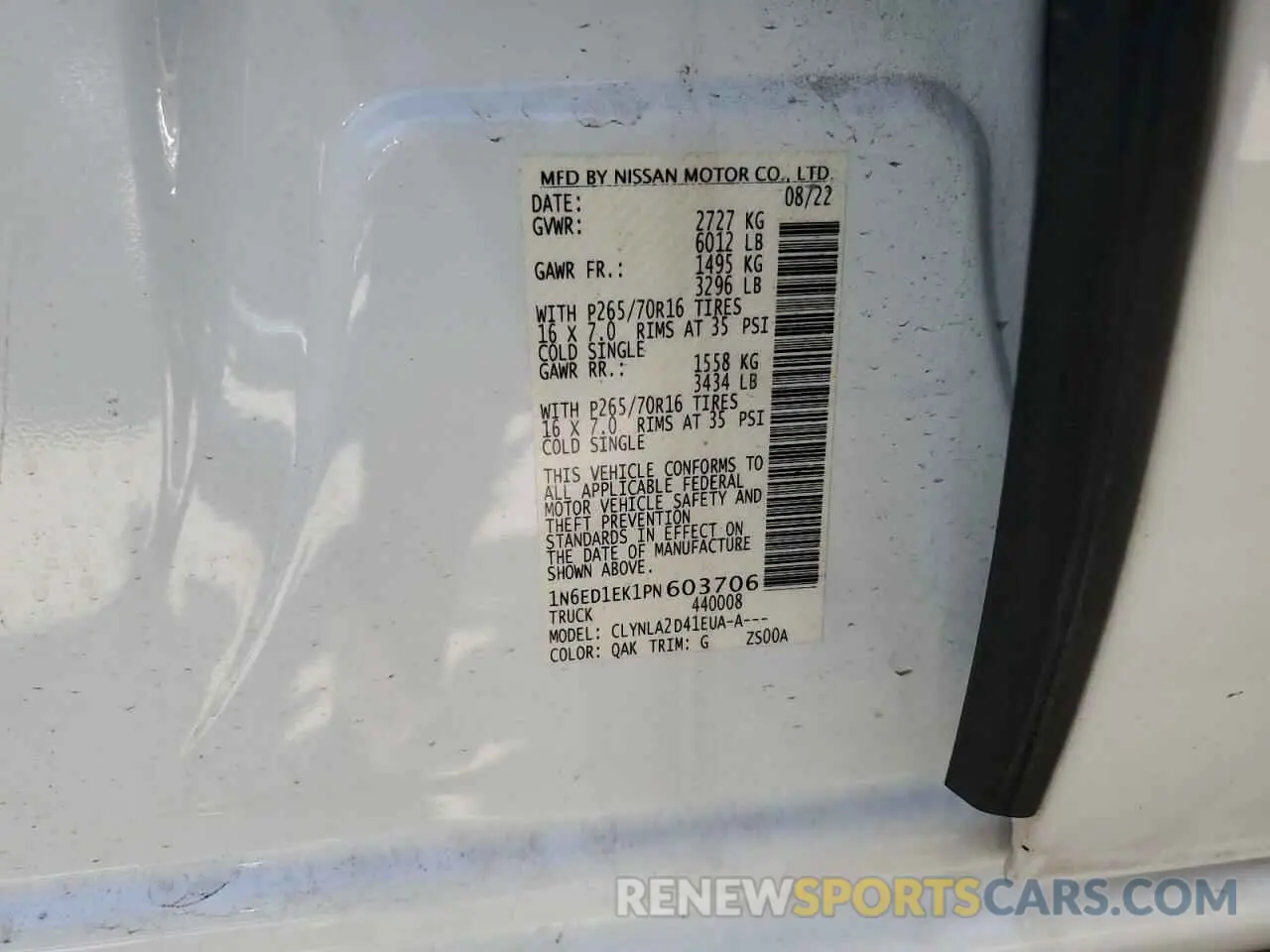 12 Photograph of a damaged car 1N6ED1EK1PN603706 NISSAN FRONTIER 2023