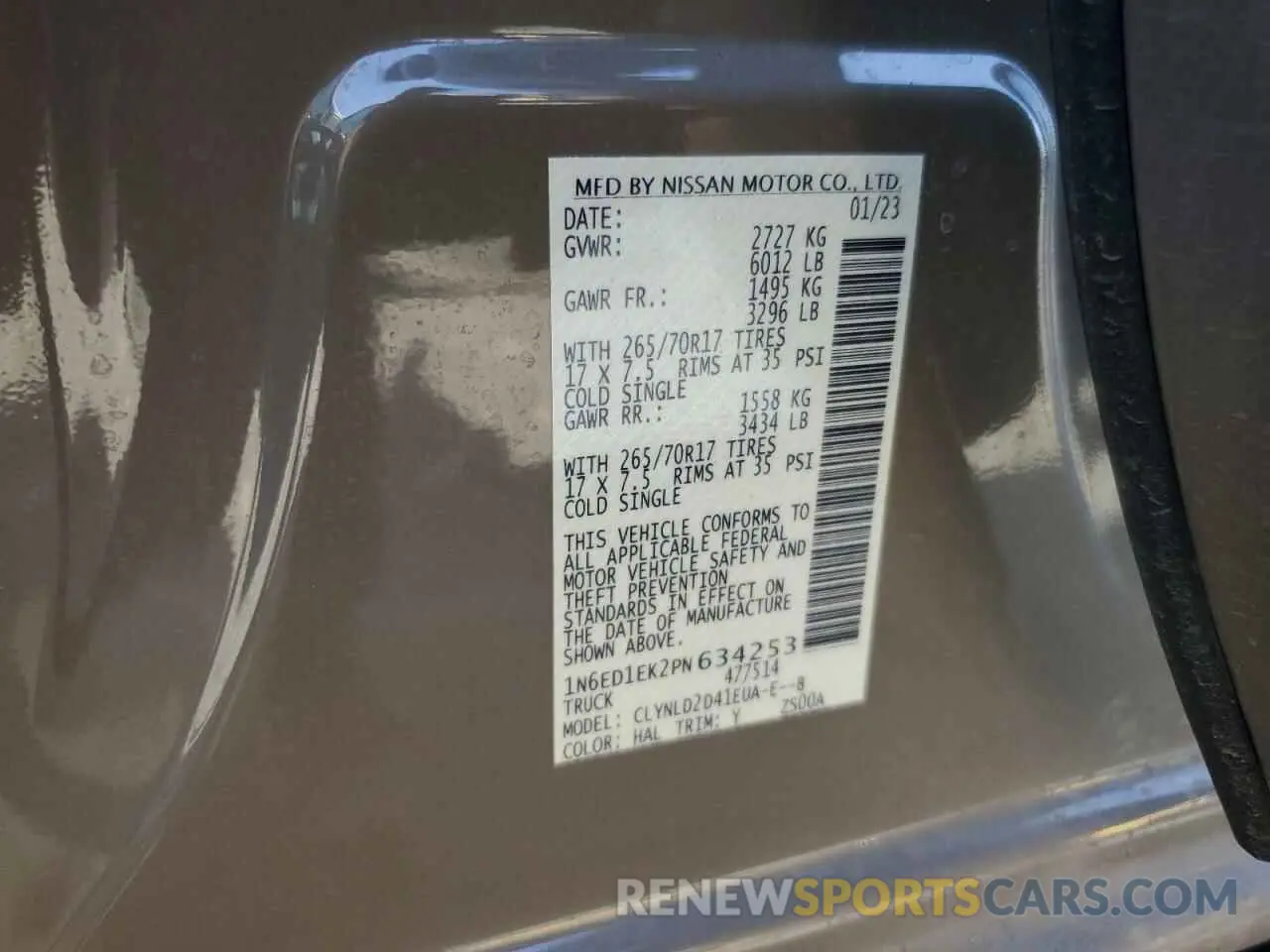 14 Photograph of a damaged car 1N6ED1EK2PN634253 NISSAN FRONTIER 2023