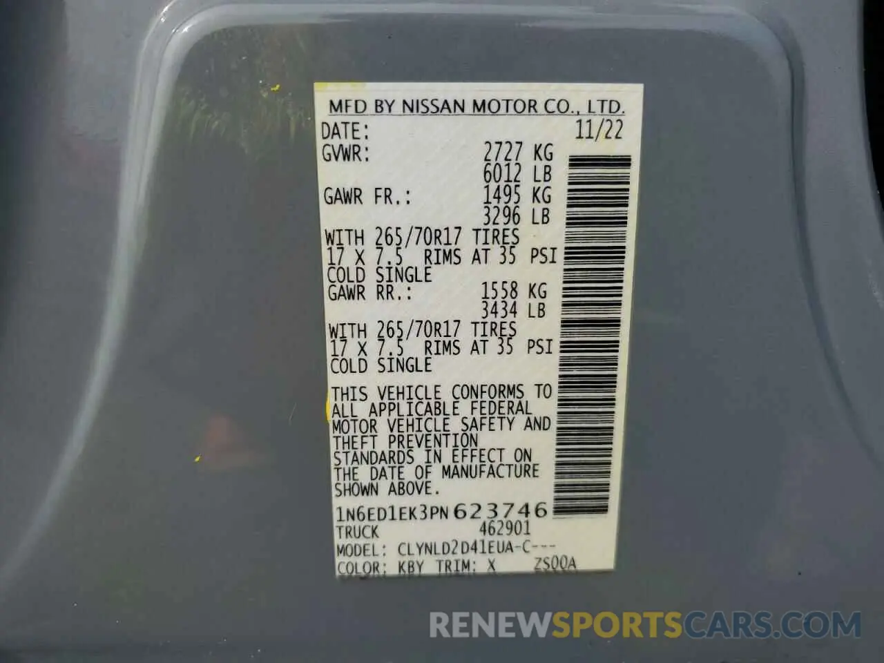 13 Photograph of a damaged car 1N6ED1EK3PN623746 NISSAN FRONTIER 2023