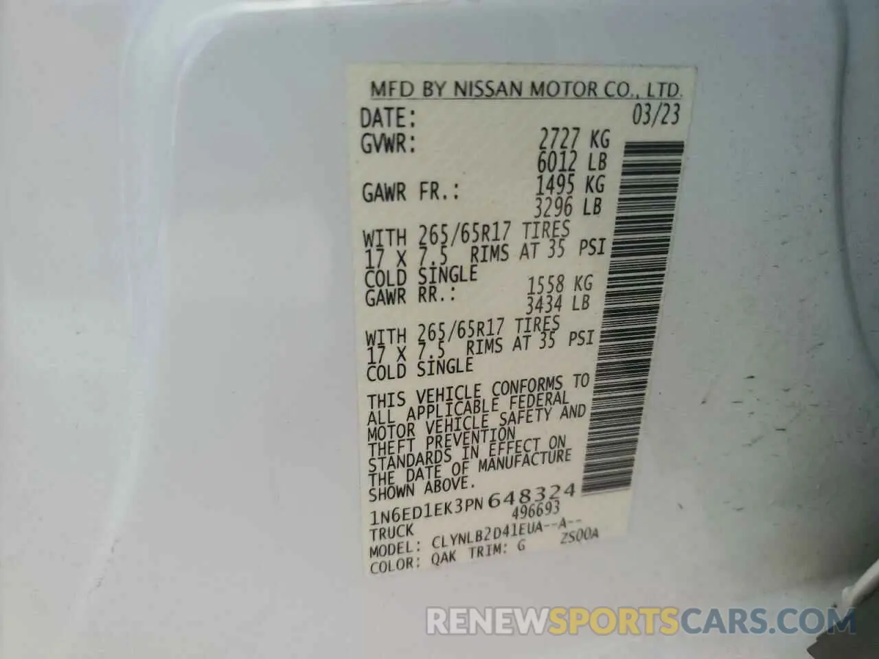 12 Photograph of a damaged car 1N6ED1EK3PN648324 NISSAN FRONTIER 2023