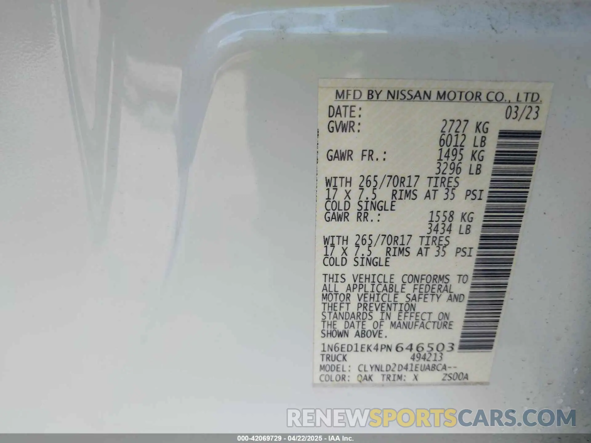 9 Photograph of a damaged car 1N6ED1EK4PN646503 NISSAN FRONTIER 2023