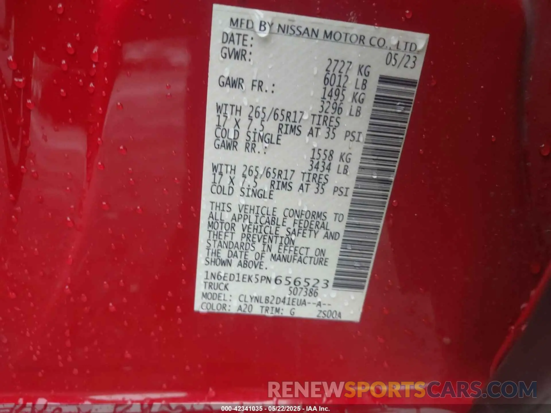 9 Photograph of a damaged car 1N6ED1EK5PN656523 NISSAN FRONTIER 2023