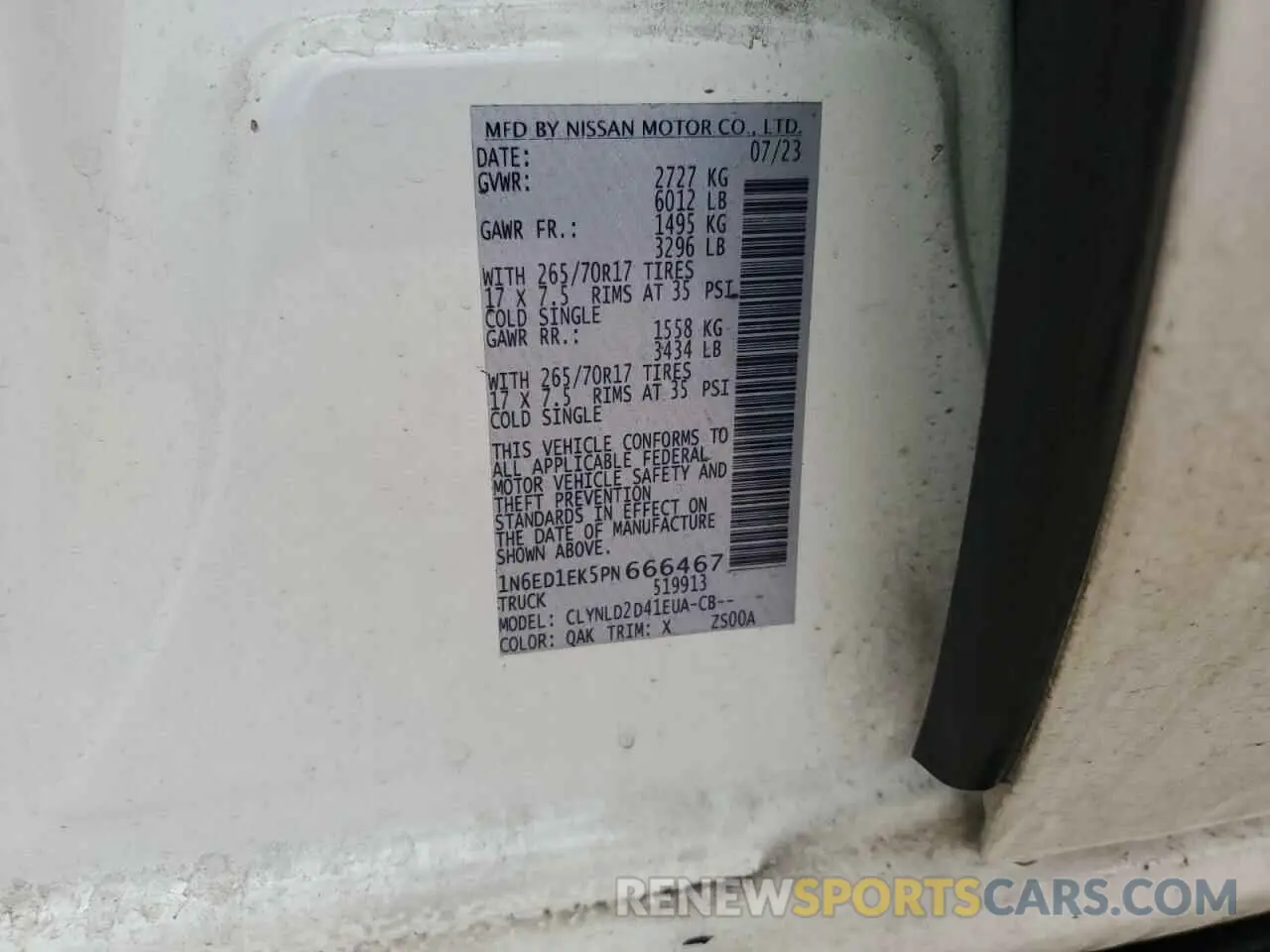 13 Photograph of a damaged car 1N6ED1EK5PN666467 NISSAN FRONTIER 2023