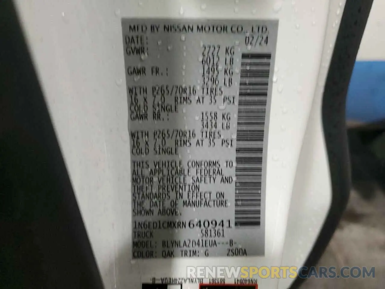 13 Photograph of a damaged car 1N6ED1CMXRN640941 NISSAN FRONTIER 2024