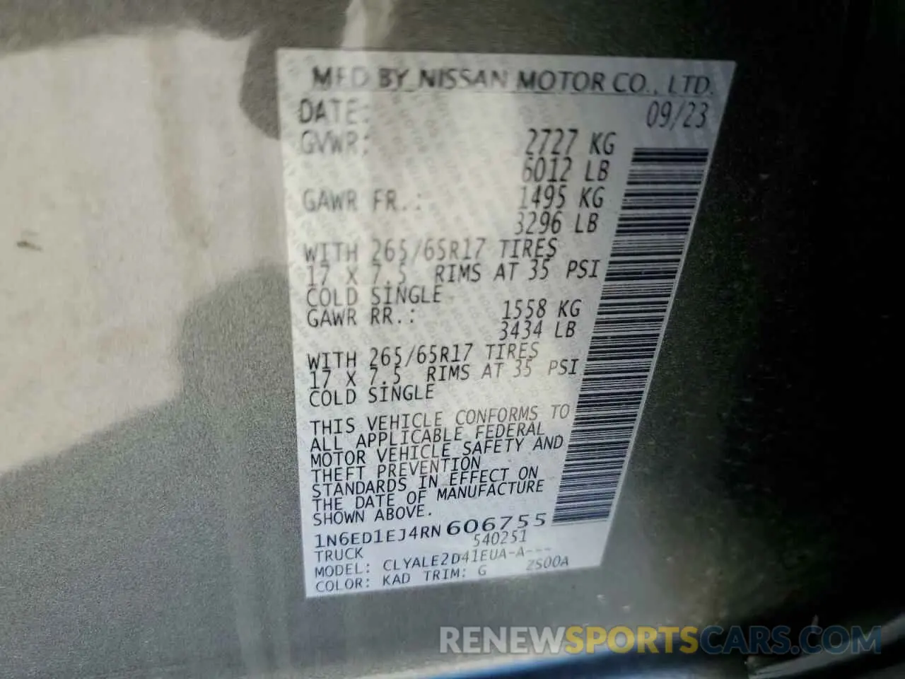 13 Photograph of a damaged car 1N6ED1EJ4RN606755 NISSAN FRONTIER 2024