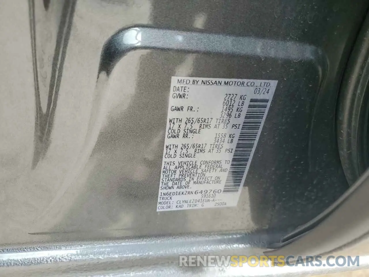 12 Photograph of a damaged car 1N6ED1EK2RN649760 NISSAN FRONTIER 2024