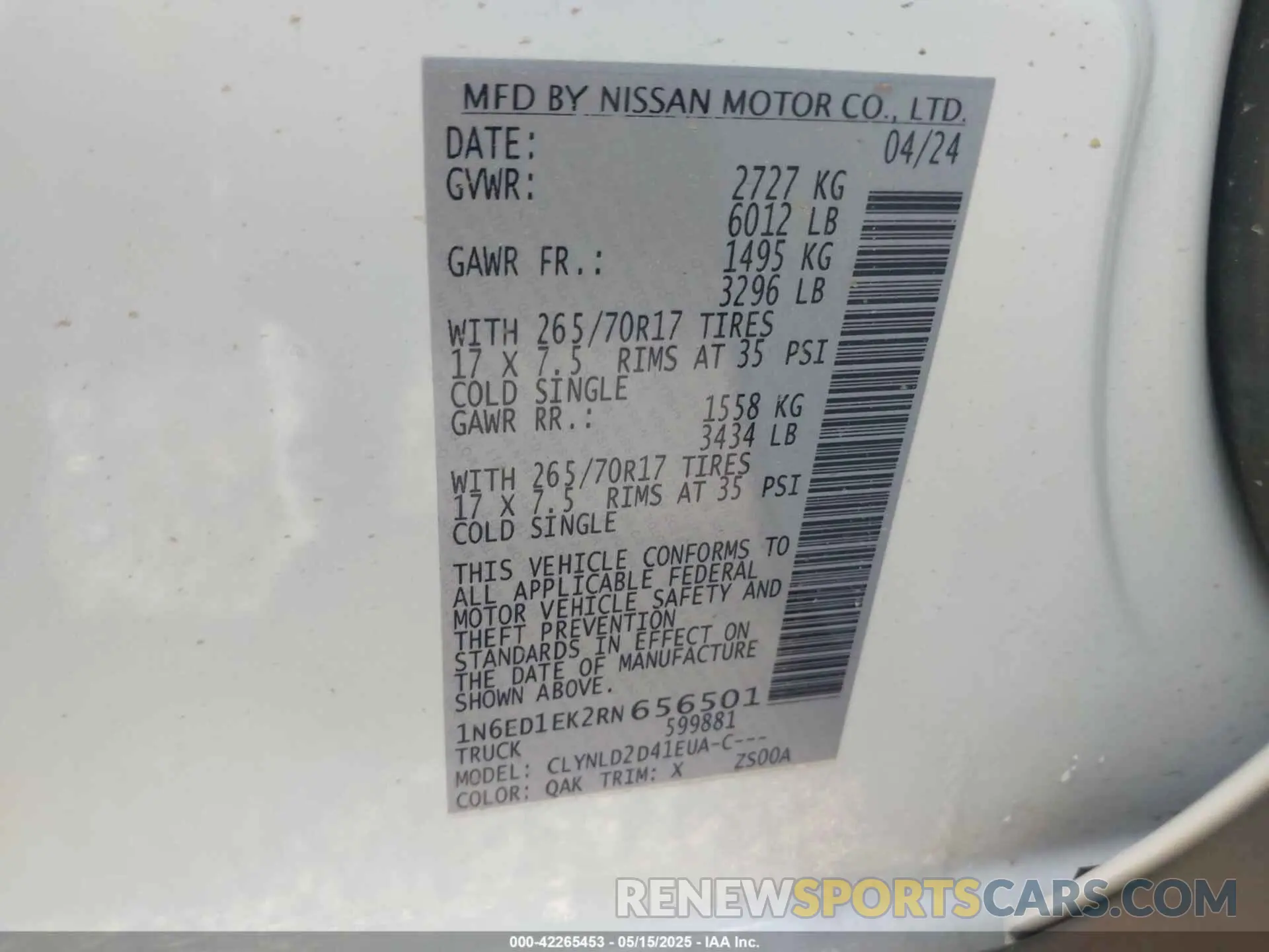 9 Photograph of a damaged car 1N6ED1EK2RN656501 NISSAN FRONTIER 2024