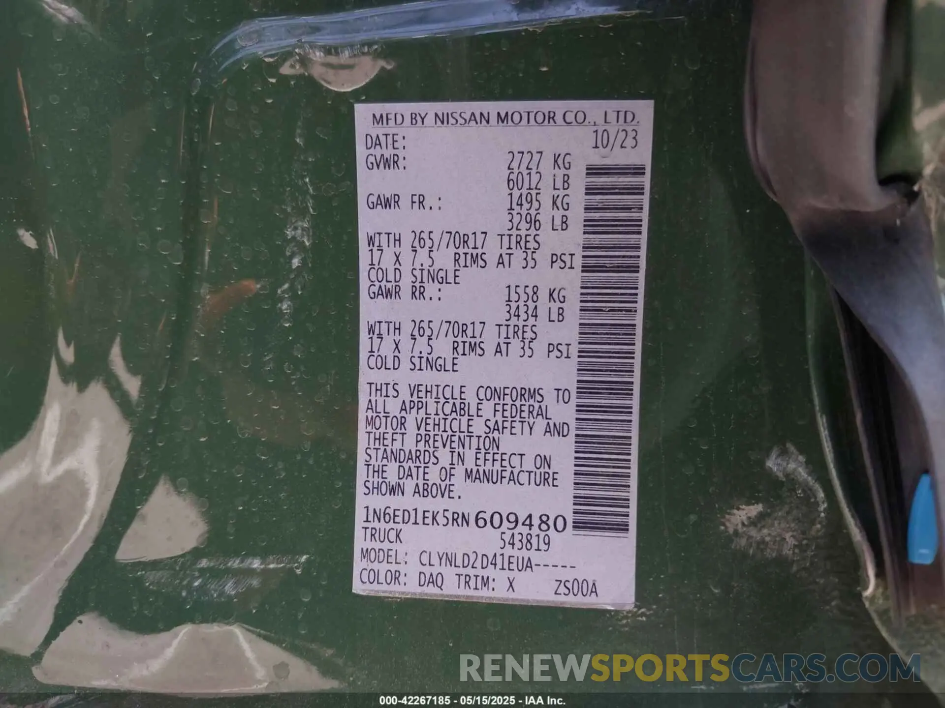 9 Photograph of a damaged car 1N6ED1EK5RN609480 NISSAN FRONTIER 2024
