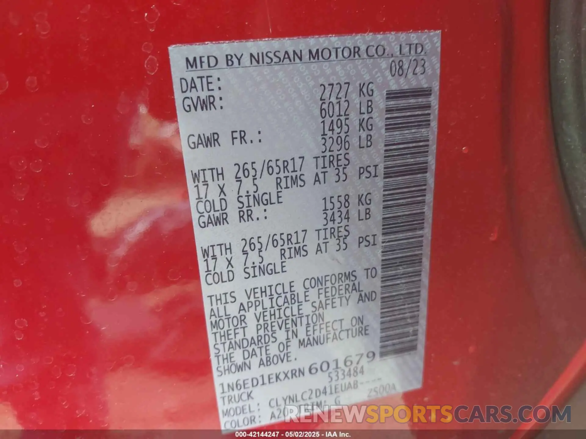9 Photograph of a damaged car 1N6ED1EKXRN601679 NISSAN FRONTIER 2024