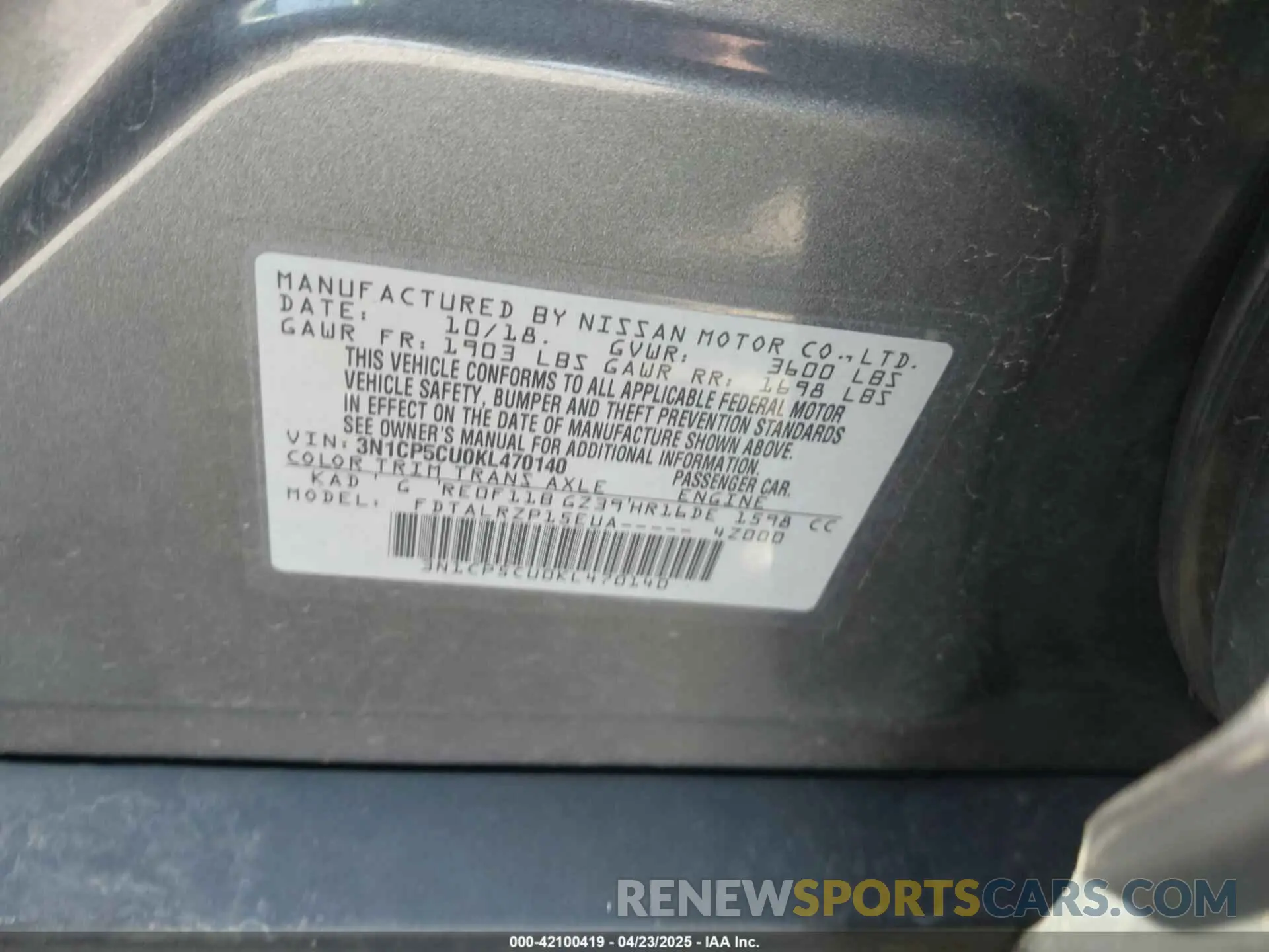 9 Photograph of a damaged car 3N1CP5CU0KL470140 NISSAN KICKS 2019