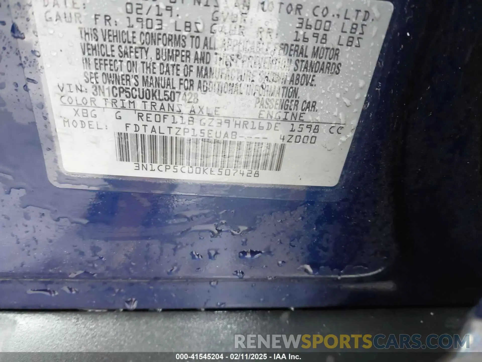 9 Photograph of a damaged car 3N1CP5CU0KL507428 NISSAN KICKS 2019