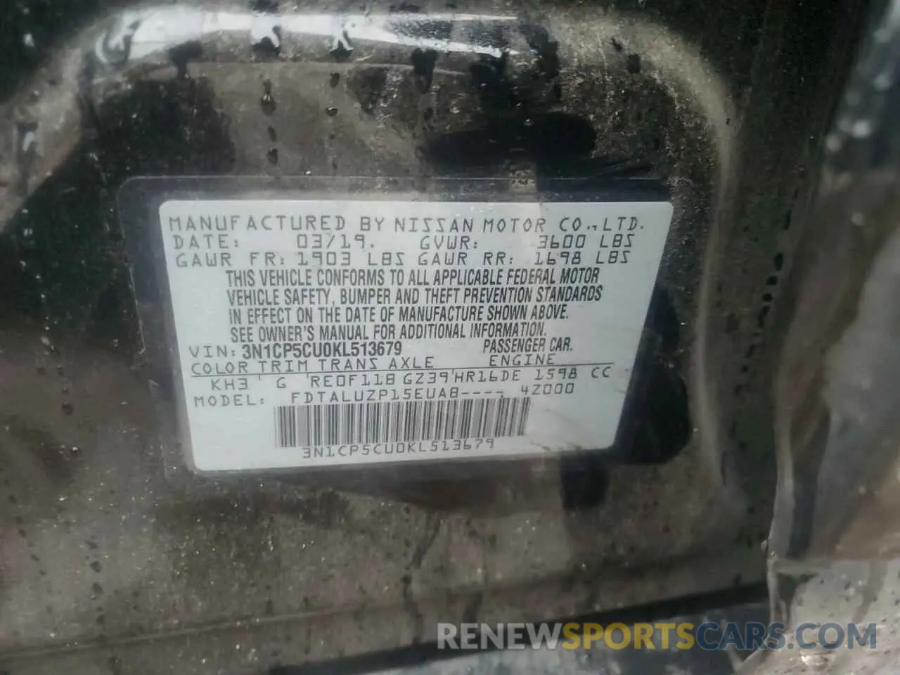 13 Photograph of a damaged car 3N1CP5CU0KL513679 NISSAN KICKS 2019