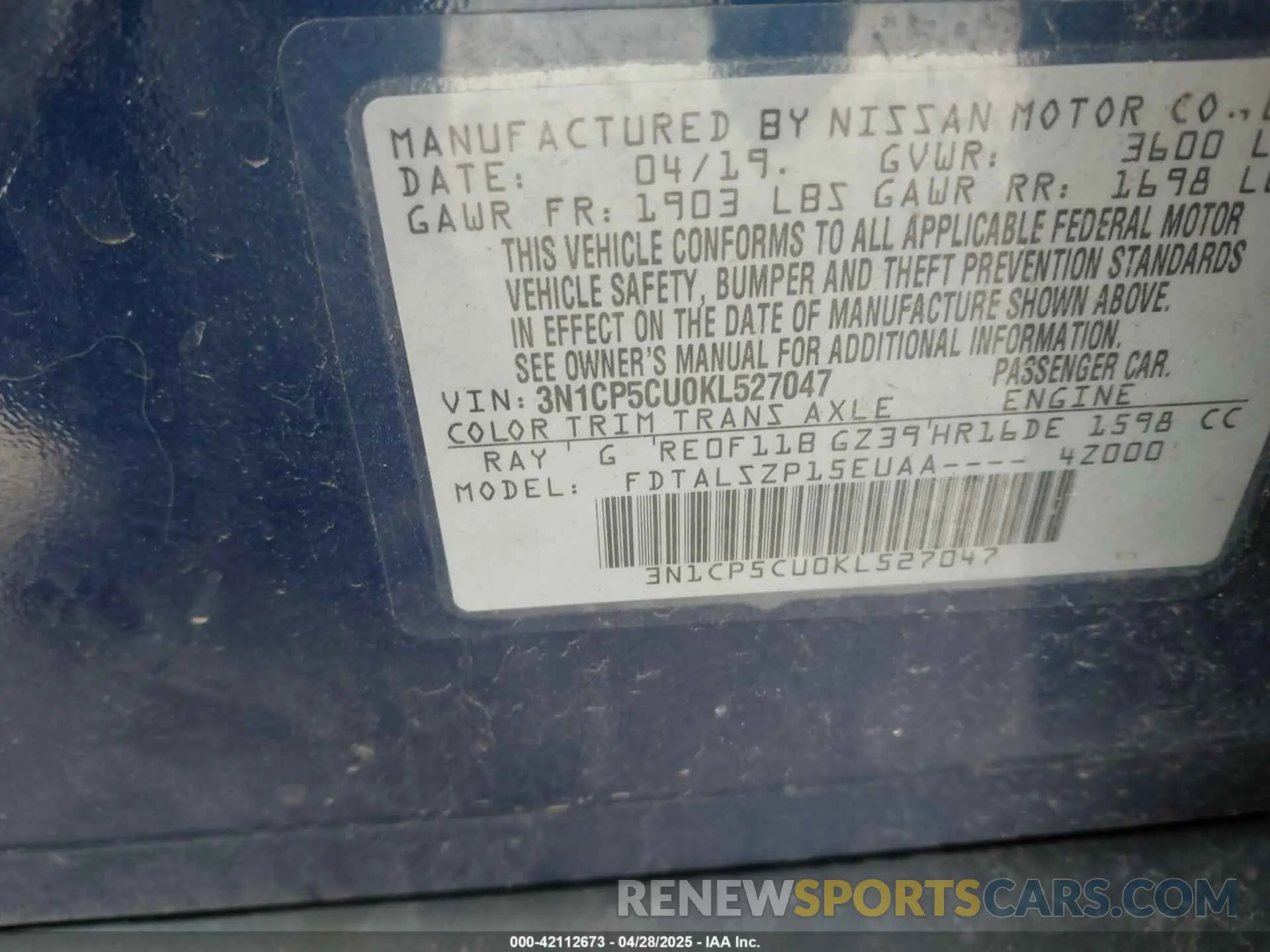 9 Photograph of a damaged car 3N1CP5CU0KL527047 NISSAN KICKS 2019