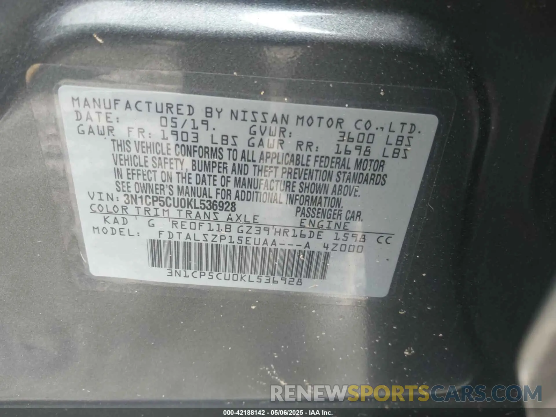 9 Photograph of a damaged car 3N1CP5CU0KL536928 NISSAN KICKS 2019