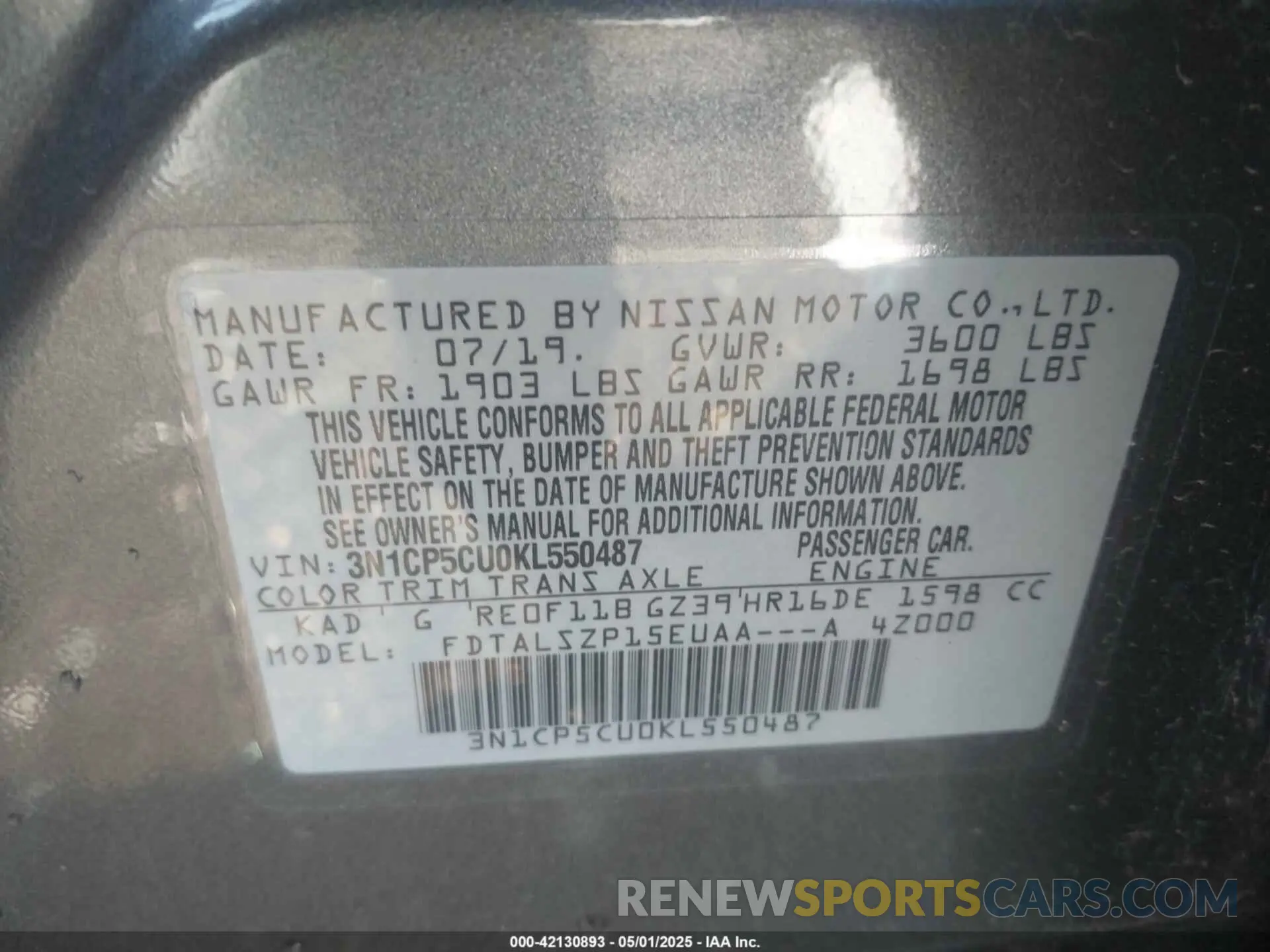 9 Photograph of a damaged car 3N1CP5CU0KL550487 NISSAN KICKS 2019